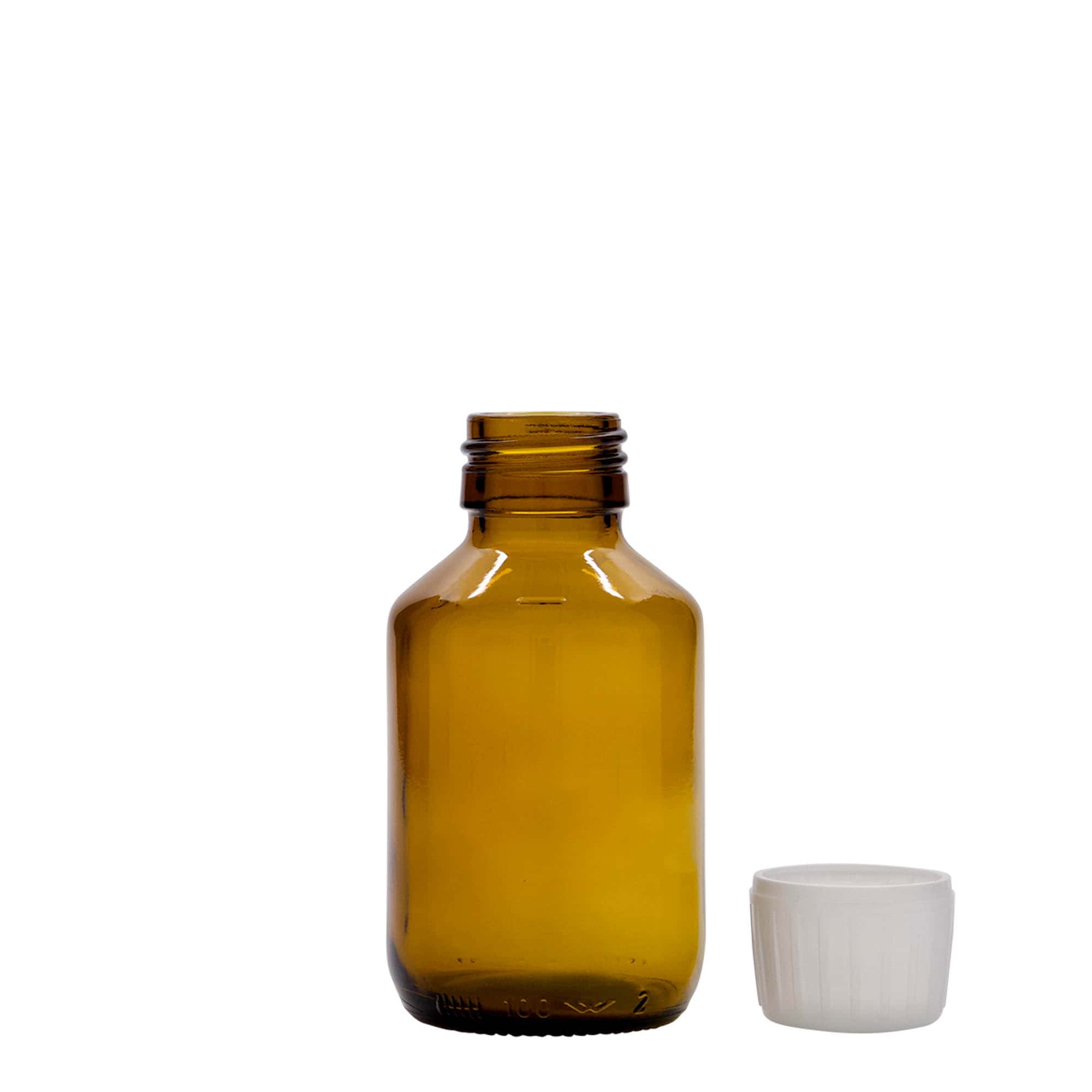 100 ml lékovka, hnědá, sklo, hrdlo: PP 28