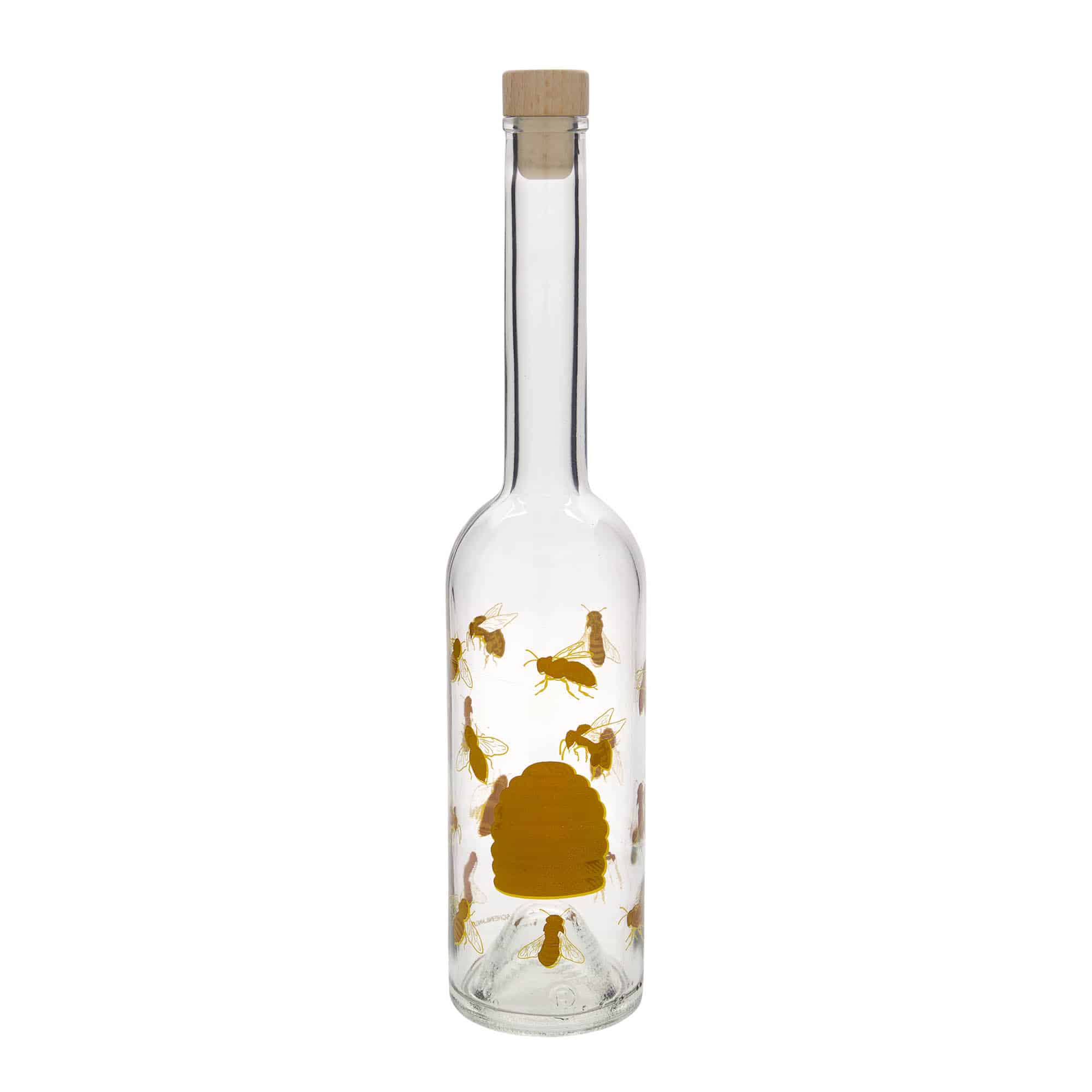 500 ml skleněná láhev „Opera“, motiv: včely, hrdlo: korek