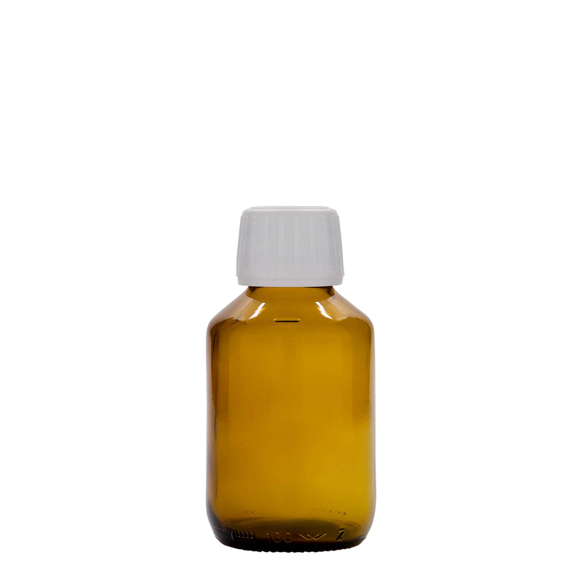100 ml lékovka, hnědá, sklo, hrdlo: PP 28
