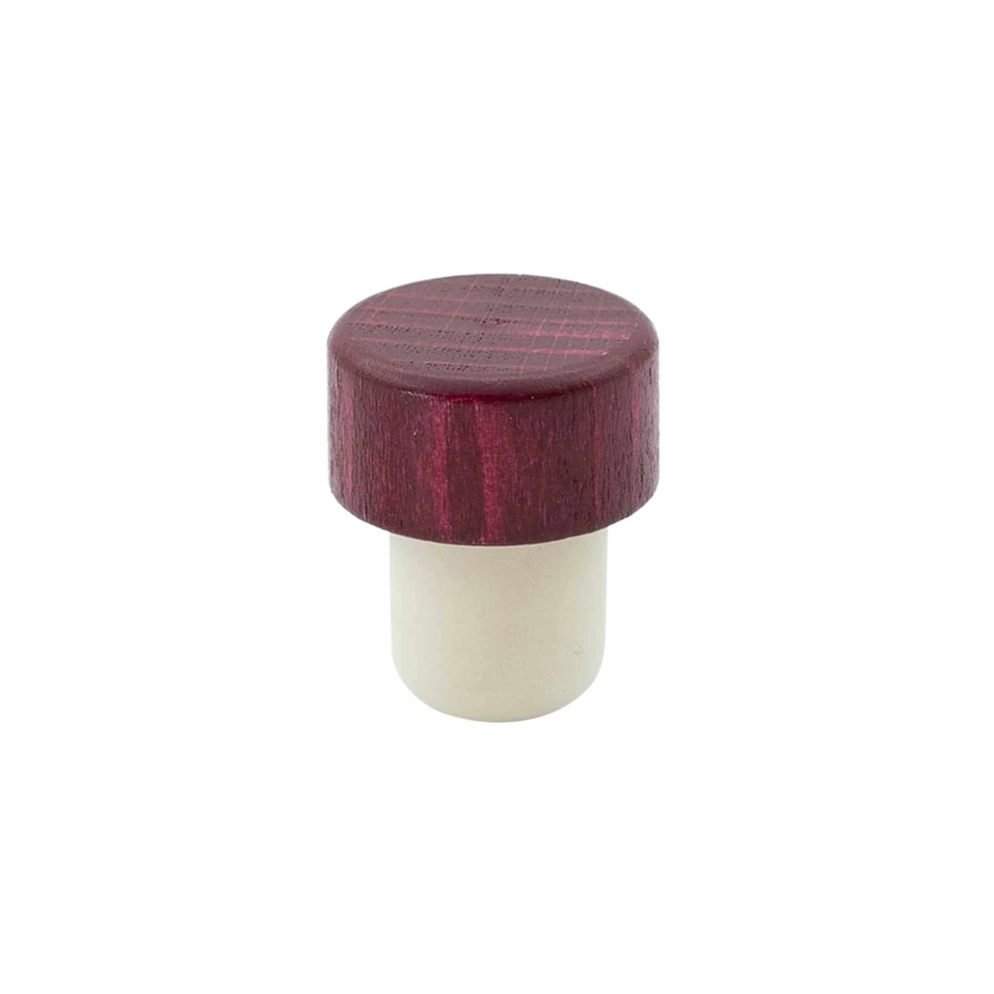 Korek s úchytem 19 mm, dřevo/plast, bordó, pro uzávěr: korek Korek s úchytem 19 mm, dřevo/plast, bordó, pro uzávěr: korek
