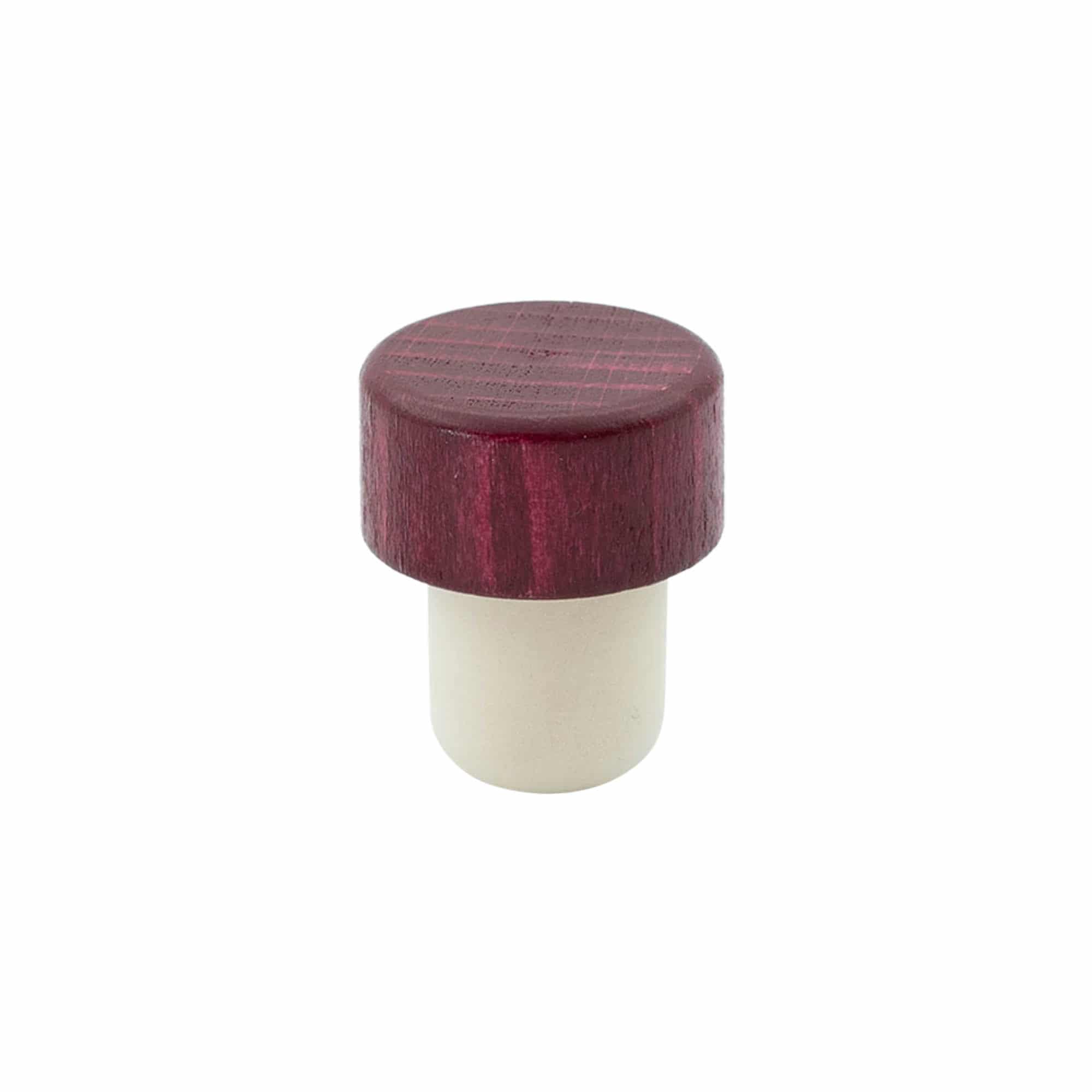 Rukojeť z korku 19 mm, dřevo/plast, bordó červená, pro hrdlo: korek