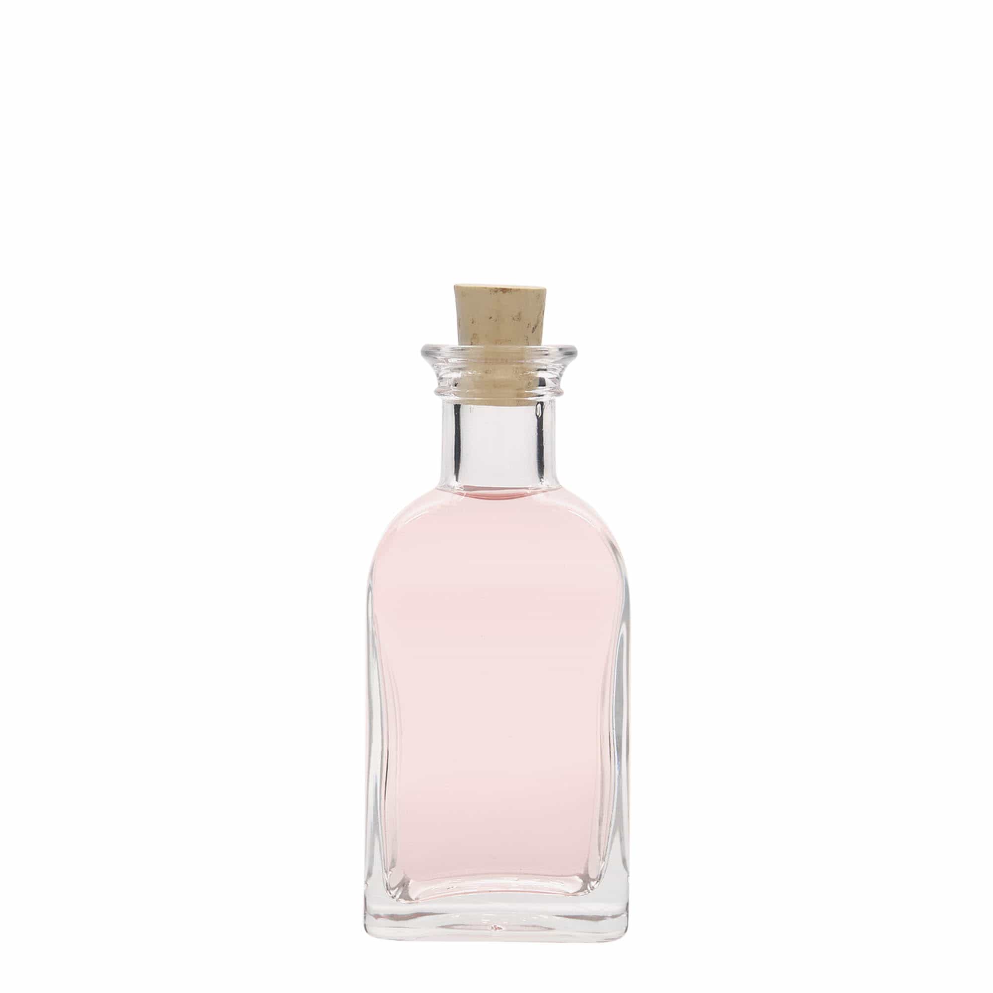 100 ml skleněná lahvička Apotheker Carré, čtvercová, hrdlo: korek