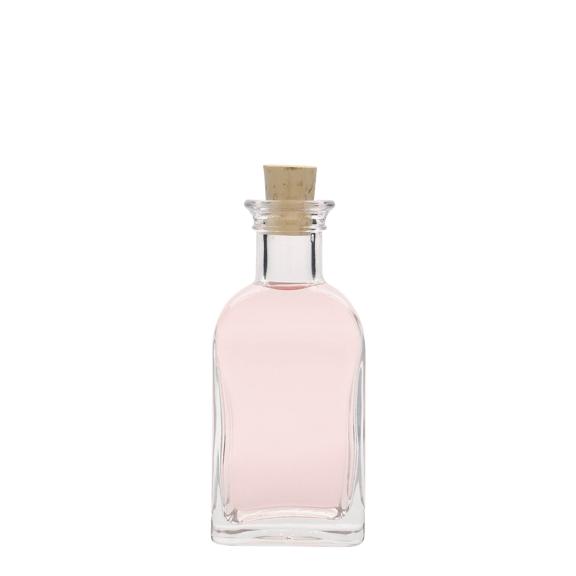 100 ml skleněná lahvička Apotheker Carré, čtvercová, hrdlo: korek