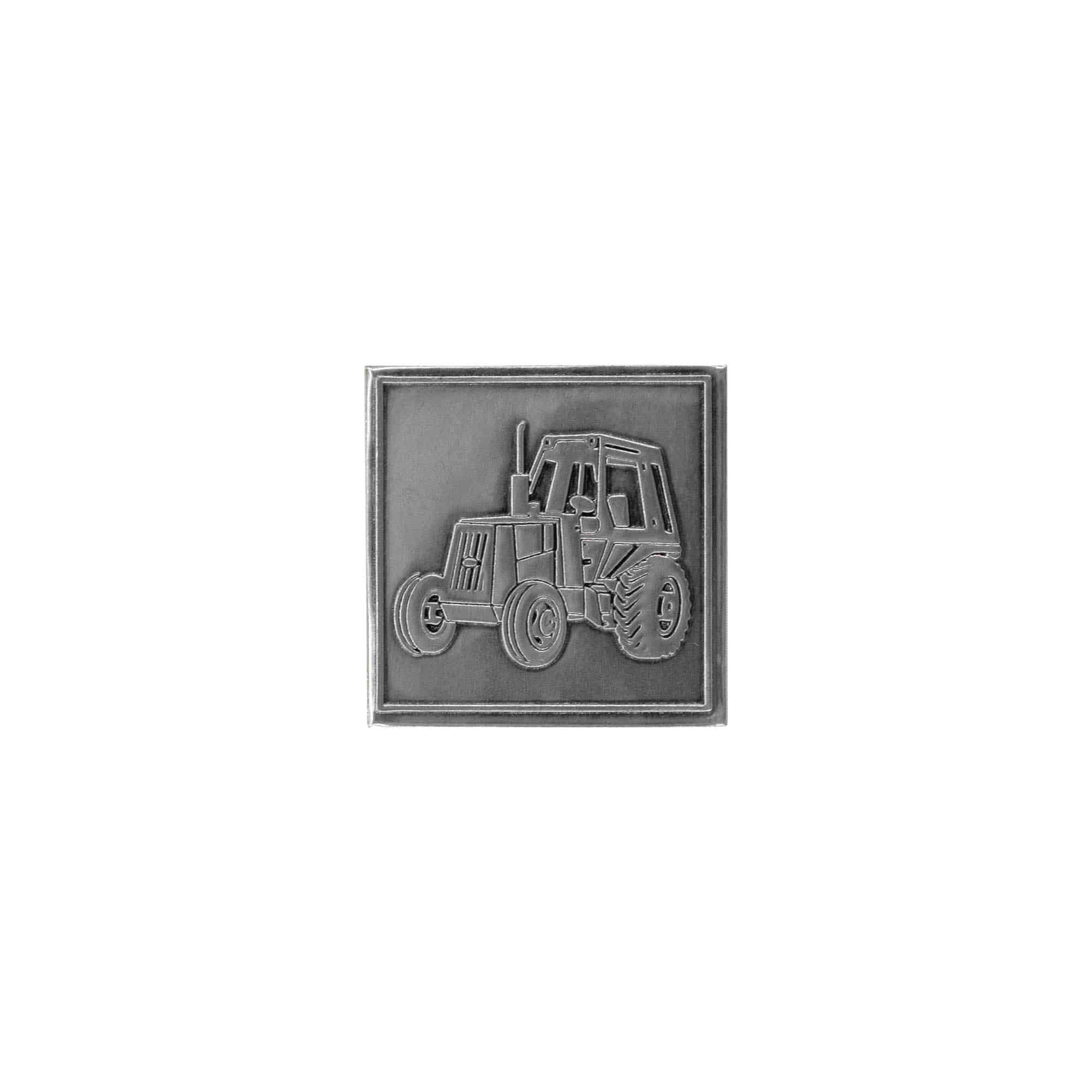Cínový štítek 'Traktor', čtvercový, kov, stříbrný