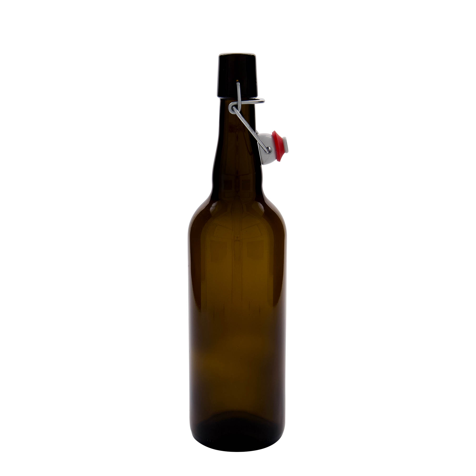 750 ml pivní láhev Belgie, sklo, hnědá, hrdlo: uzávěr s pákou