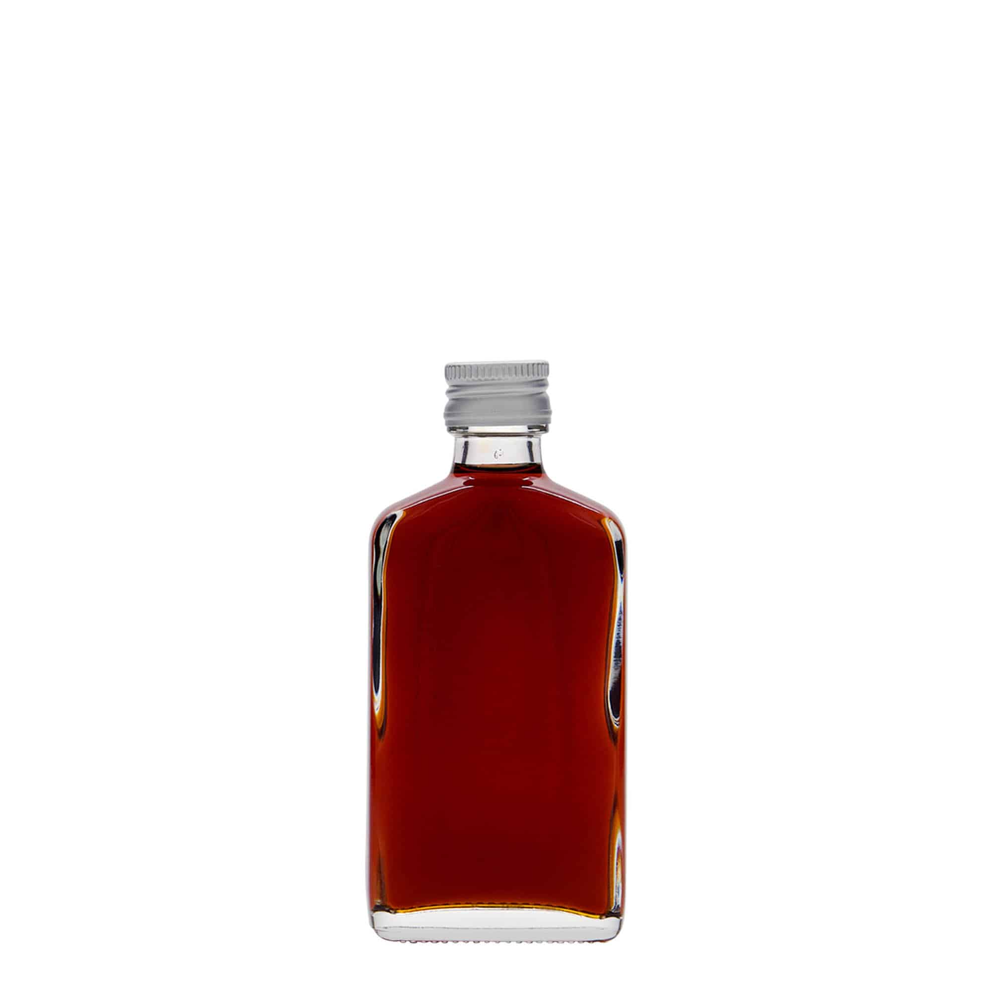 Kapesní lahev 50 ml, hranatá, sklo, ústí: PP 18