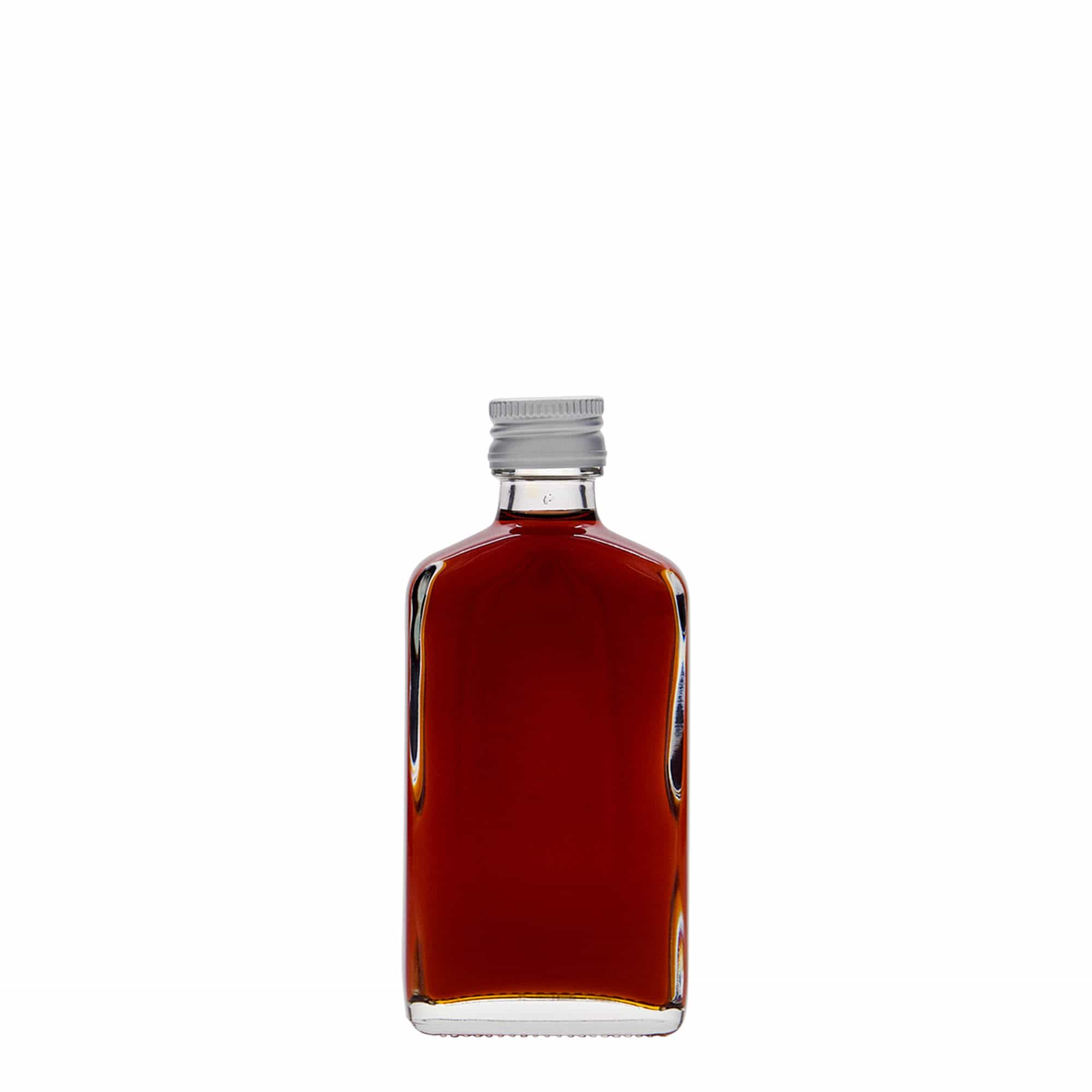 50 ml kapesní lahvička, obdélníková, sklo, hrdlo: PP 18