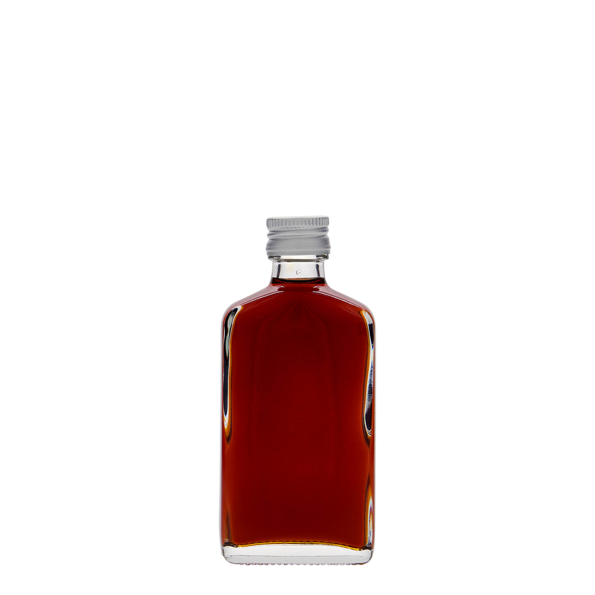 50 ml kapesní lahvička, obdélníková, sklo, hrdlo: PP 18