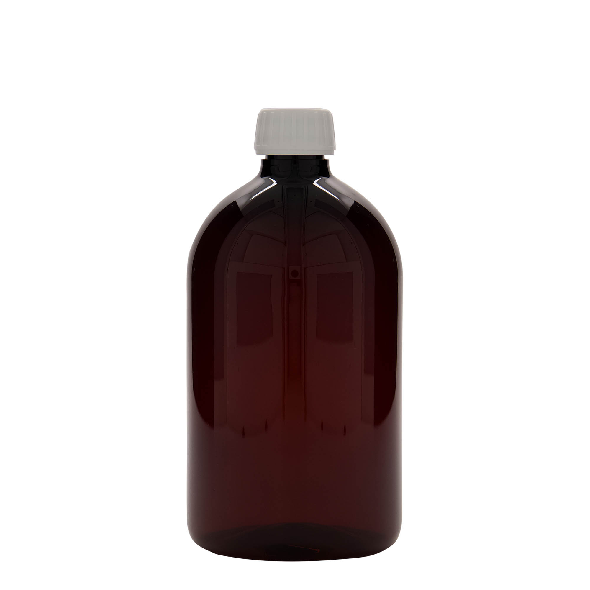 1.000 ml PET-lékárenská lahev, hnědá, plast, hrdlo: PP 28