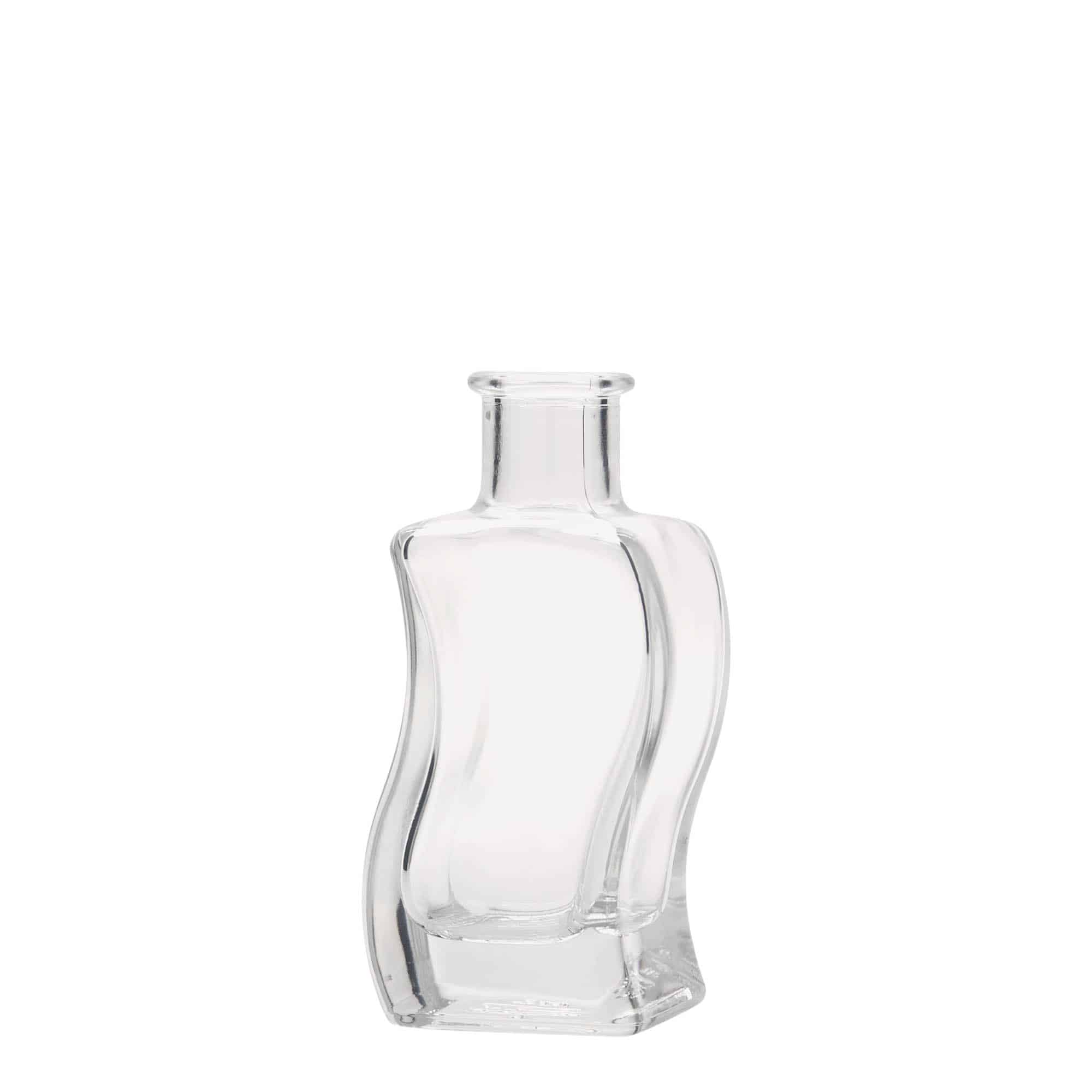 Skleněná lahev 100 ml 'Vlna', čtvercová, uzávěr: korek