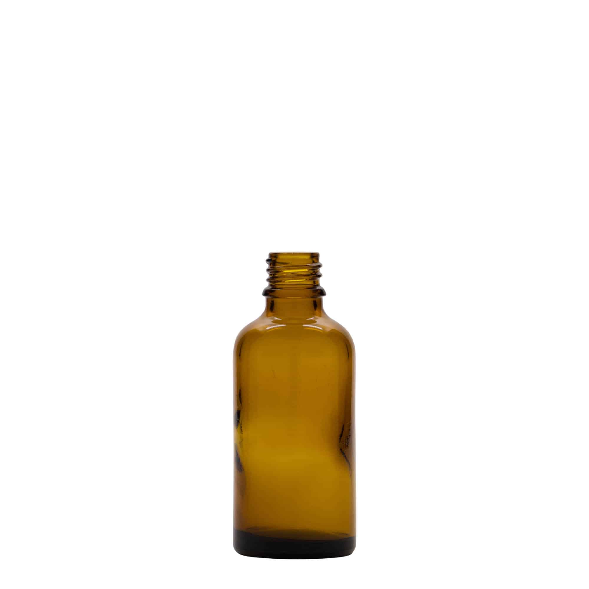 50 ml lékárenská lahvička, sklo, hnědá, hrdlo: DIN 18