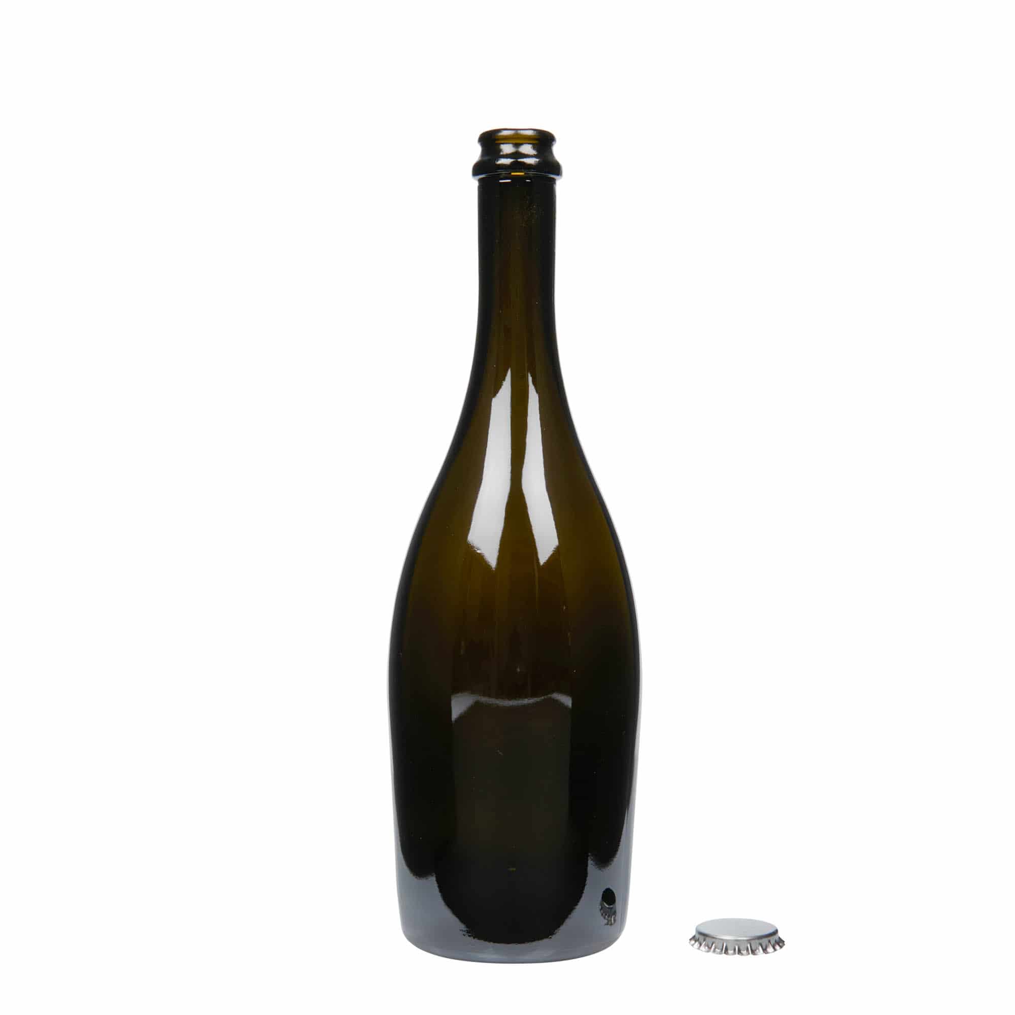 Sektová lahev 750 ml 'Carmen', sklo, starožitná zelená, ústí: korunkový uzávěr