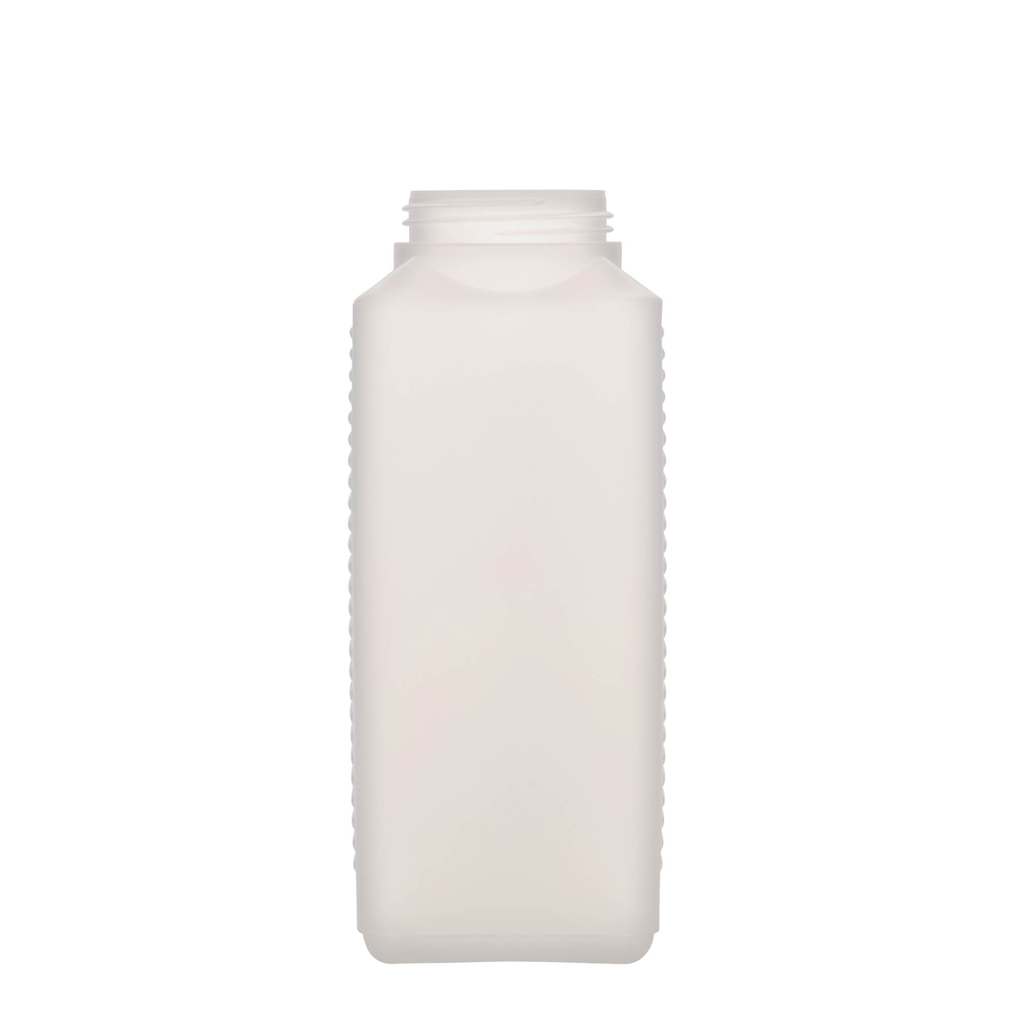 1.000 ml širokohrdlá láhev, obdélníková, HDPE plast, přírodní, hrdlo: DIN 60 EPE