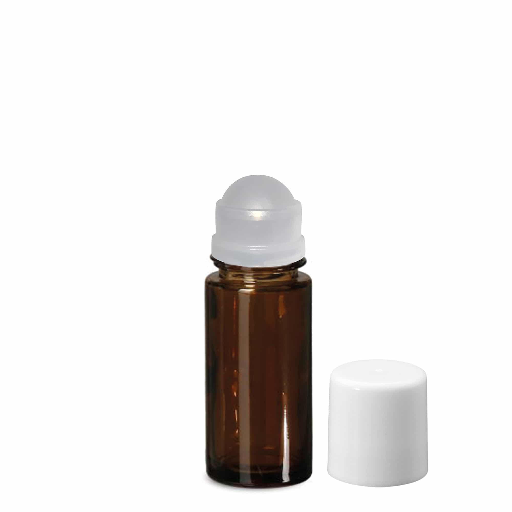 50 ml roll-on lahvička, sklo, hnědá, hrdlo: šroubovací uzávěr
