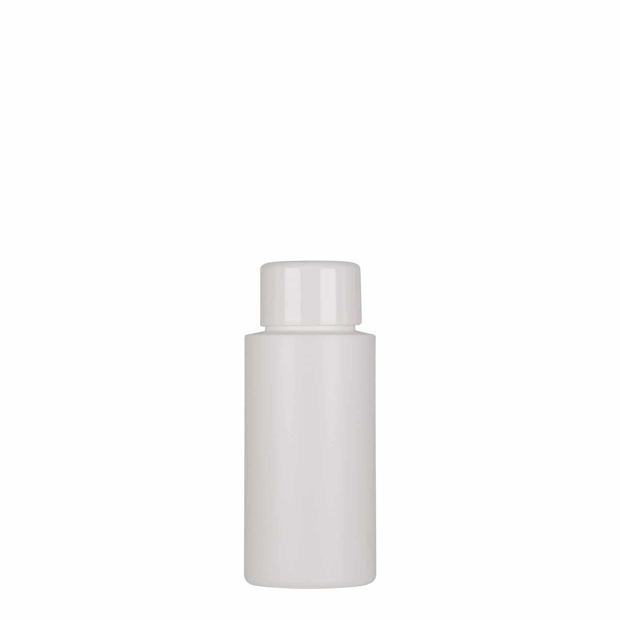 50 ml plastová lahvička „Pipe“, zelený HDPE, bílá, hrdlo: 24/410