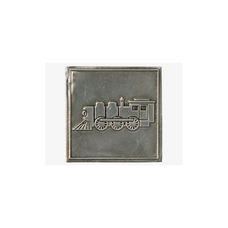 Cínový štítek 'Lokomotiva', čtvercový, kov, stříbrný