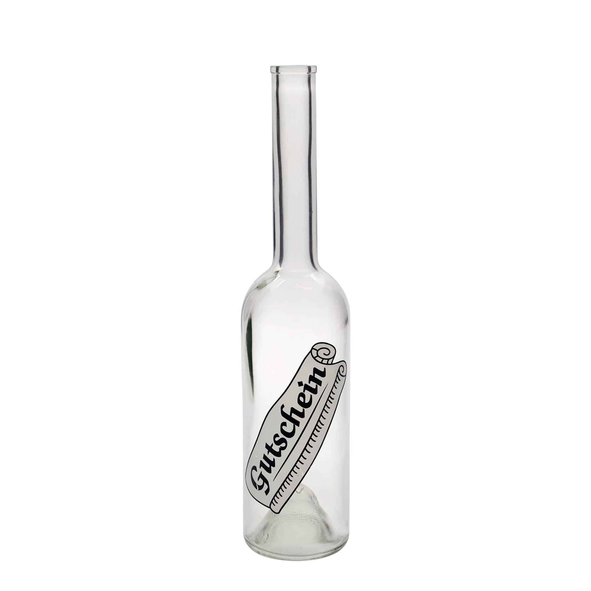 500 ml skleněná láhev 'Opera', motiv: poukaz, hrdlo: korek 500 ml skleněná láhev 'Opera', motiv: poukaz, hrdlo: korek
