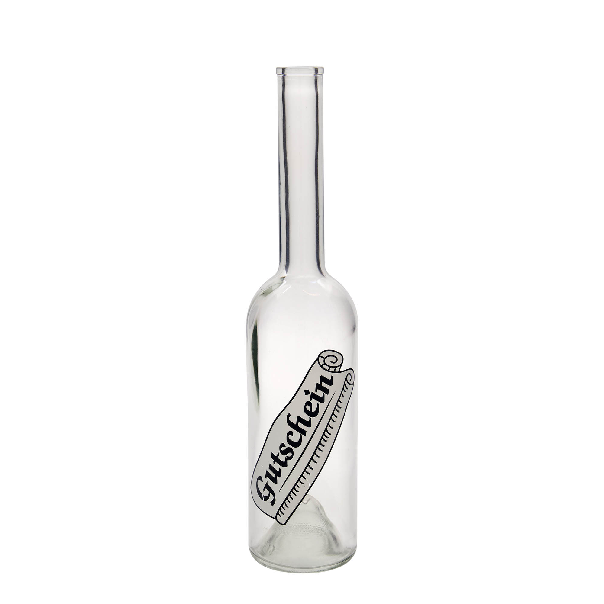 500 ml skleněná láhev 'Opera', motiv: poukaz, hrdlo: korek 500 ml skleněná láhev 'Opera', motiv: poukaz, hrdlo: korek