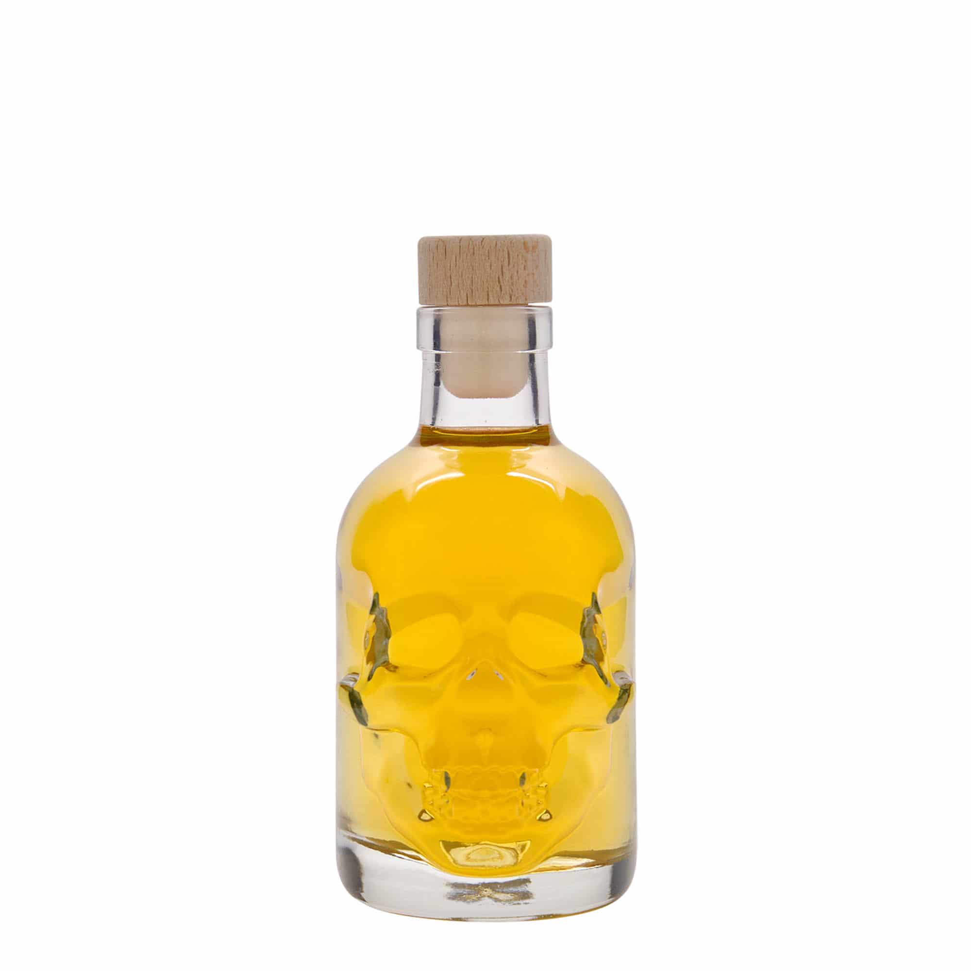 Skleněná lahev 200 ml 'Lebka', uzávěr: korek