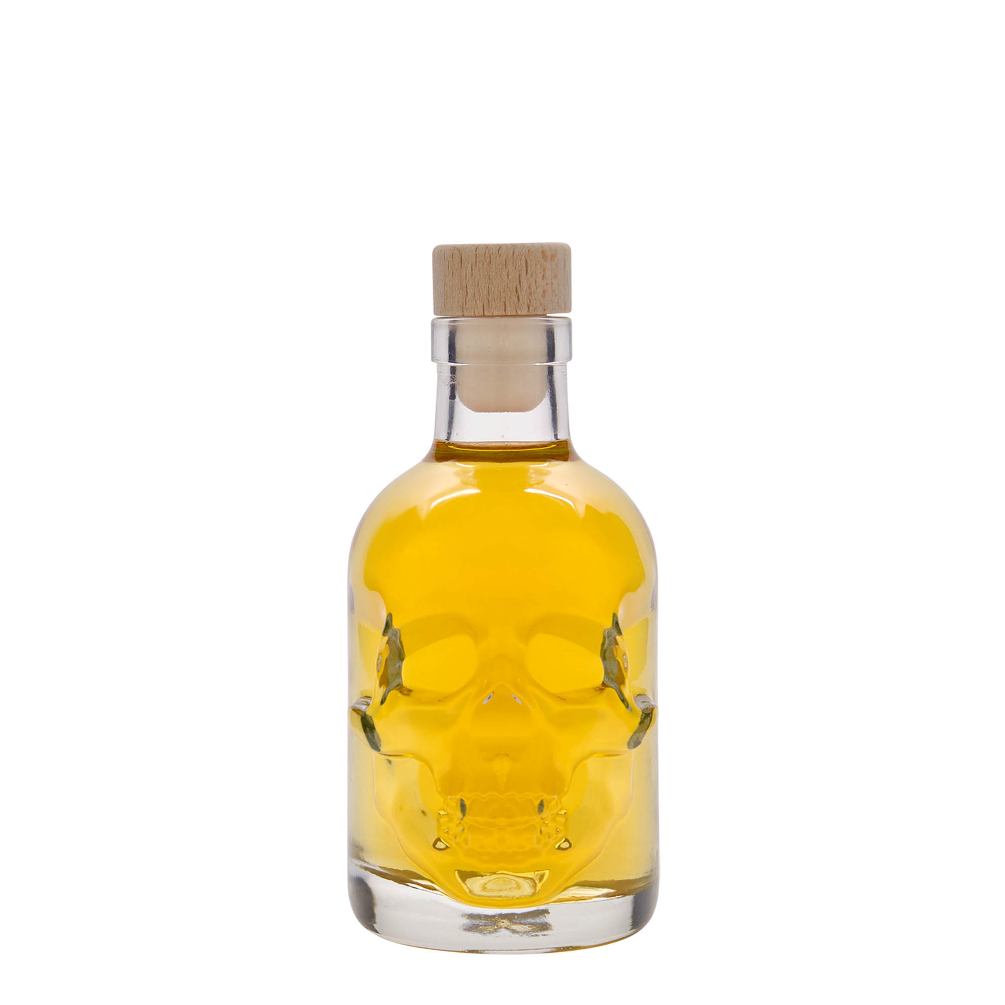 200 ml skleněná láhev 'Lebka', hrdlo: korek