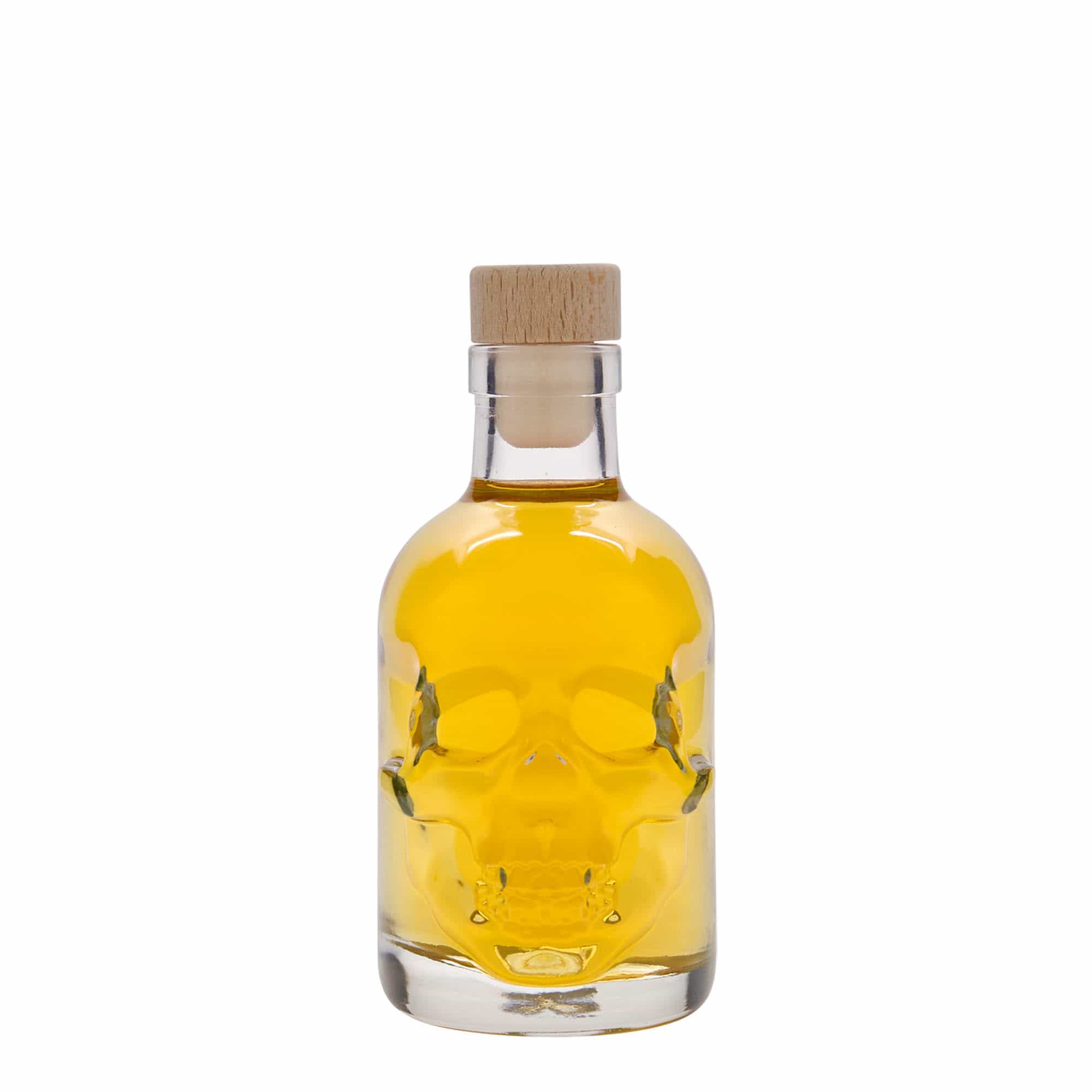200 ml skleněná láhev 'Lebka', hrdlo: korek