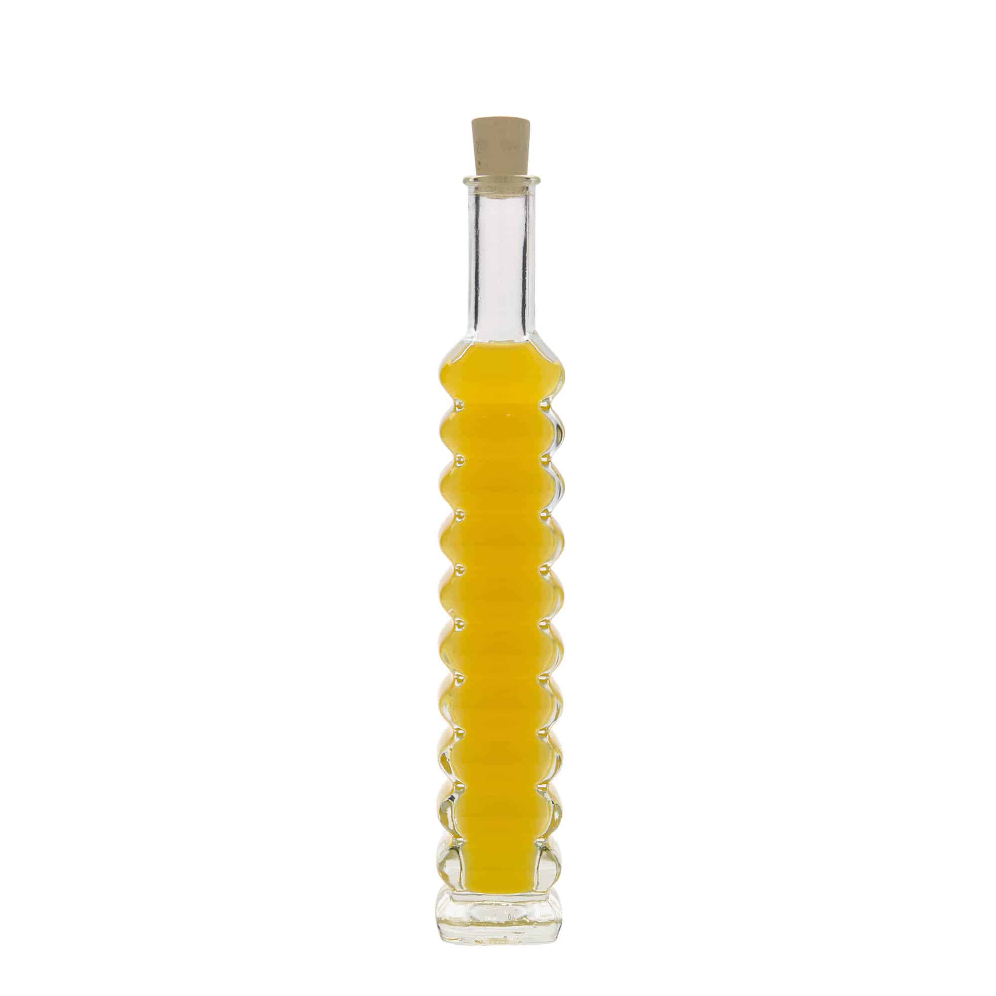 100ml skleněná lahvička „Roma“, čtvercová, hrdlo: korek