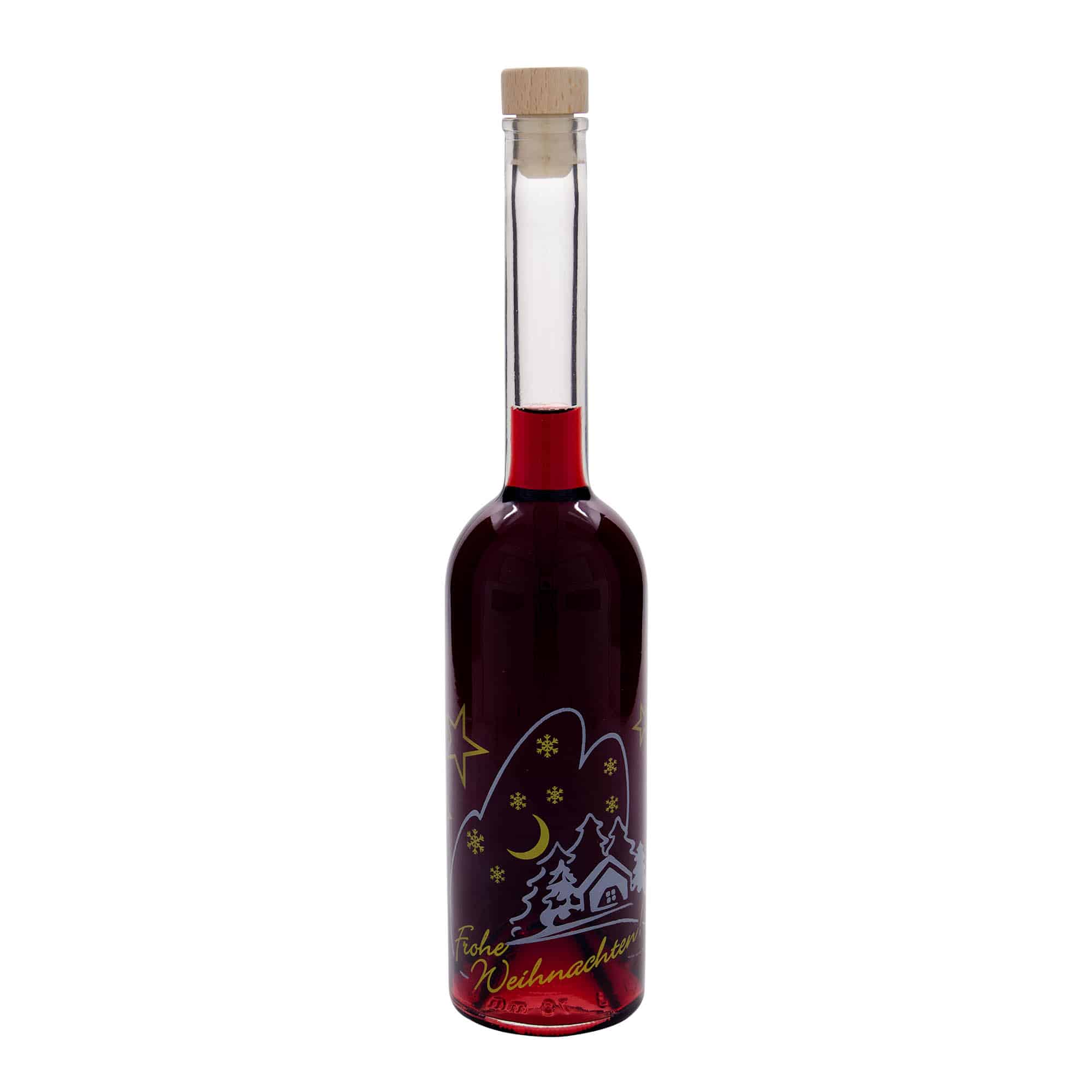 500 ml skleněná láhev 'Opera', motiv: vánoční idyla, hrdlo: korek
