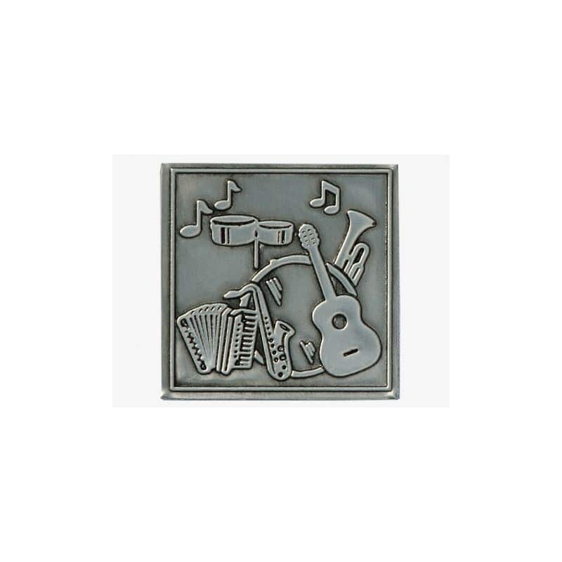 Cínový štítek 'Hudba', čtvercový, kov, stříbrný