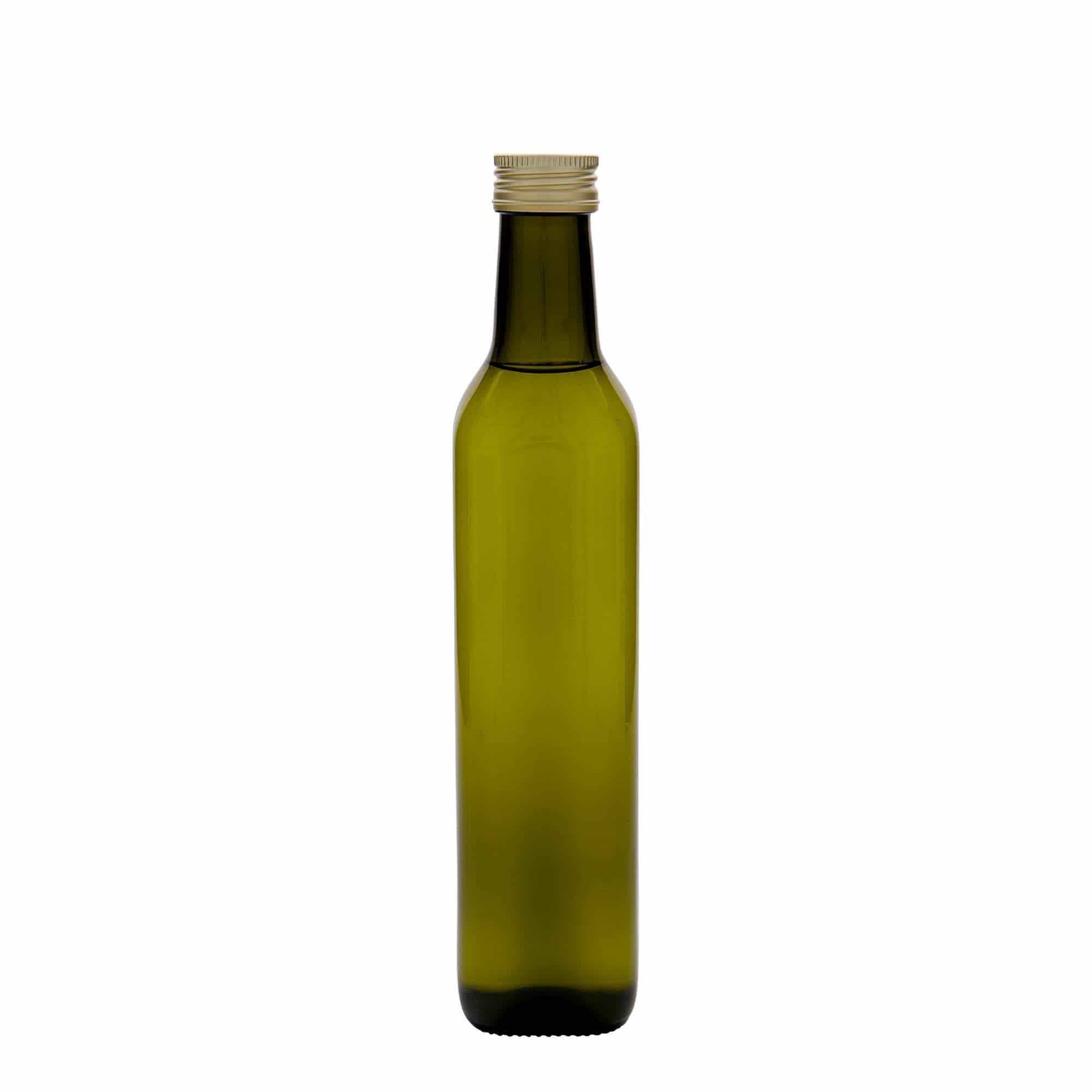 Skleněná lahev 500 ml 'Marasca', čtvercová, starožitná zelená, uzávěr: PP 31,5