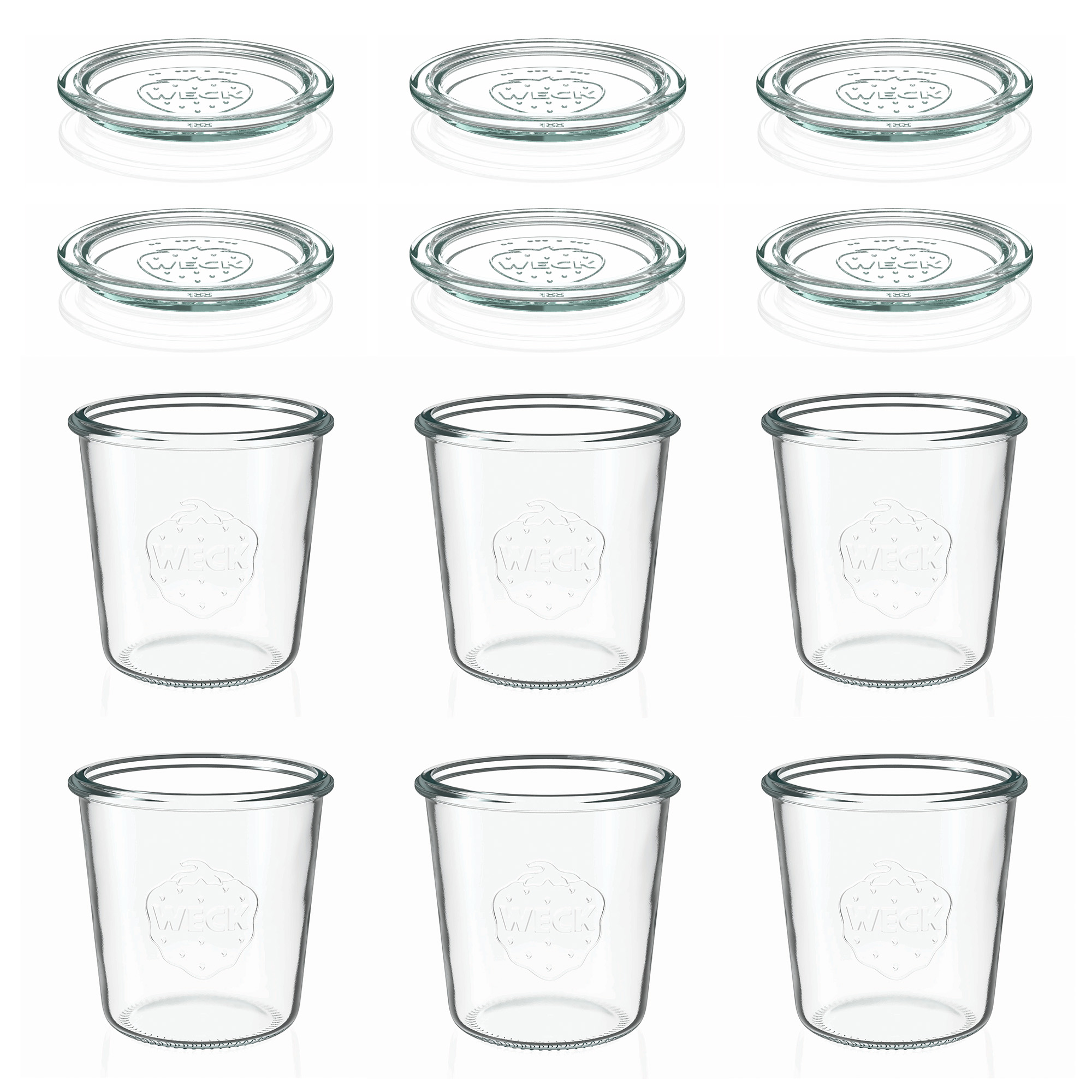 6x 580 ml WECK zavařovací sklenice se skleněným víčkem RR 100