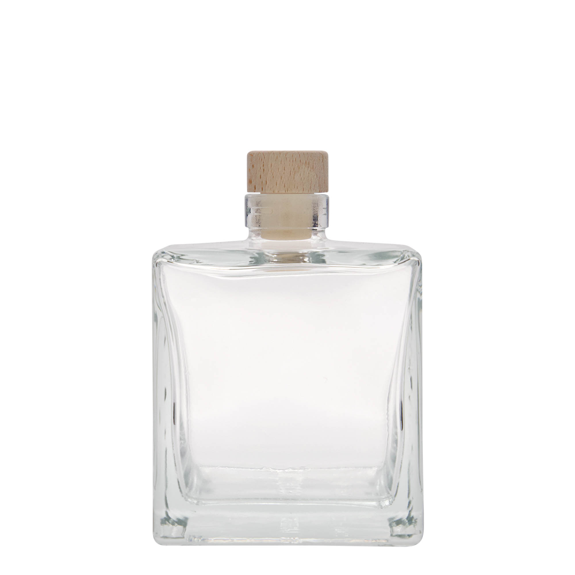 500 ml skleněná láhev 'Cube', čtvercová, hrdlo: korek