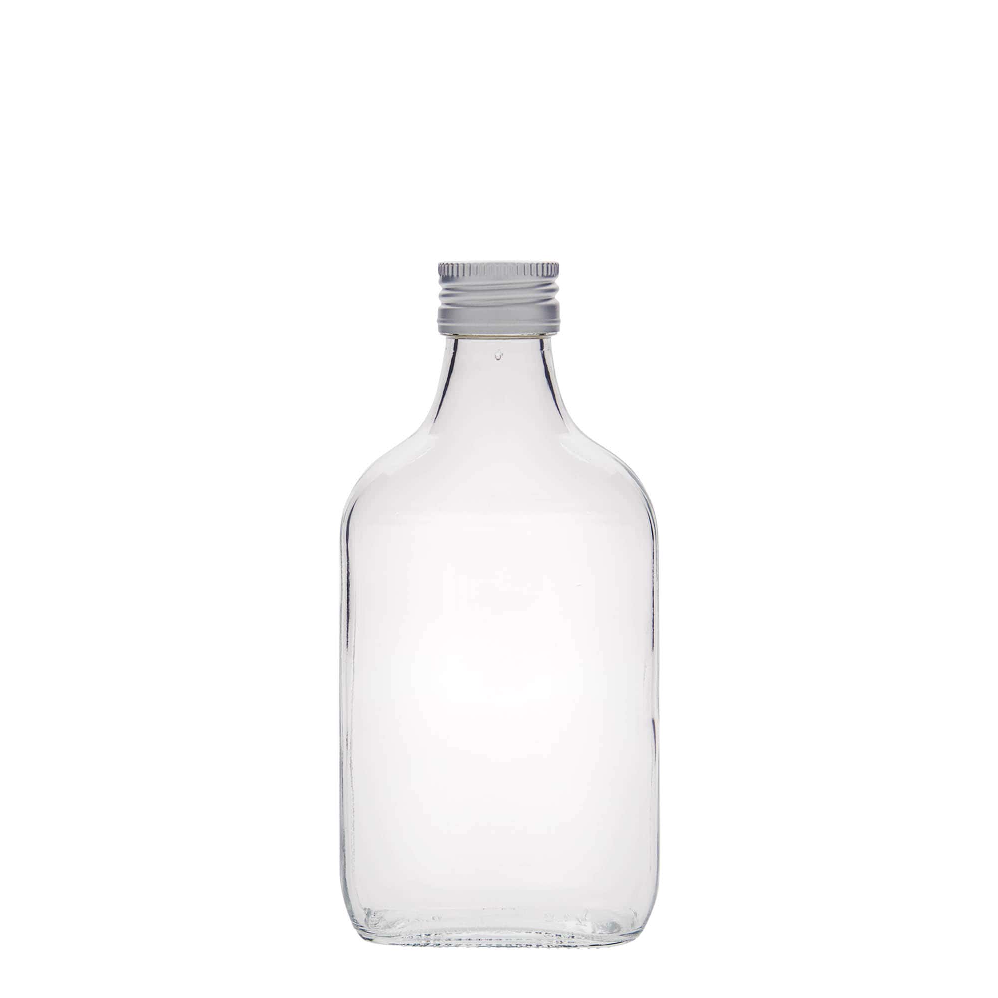 200 ml kapesní lahvička, obdélníková, sklo, hrdlo: PP 28