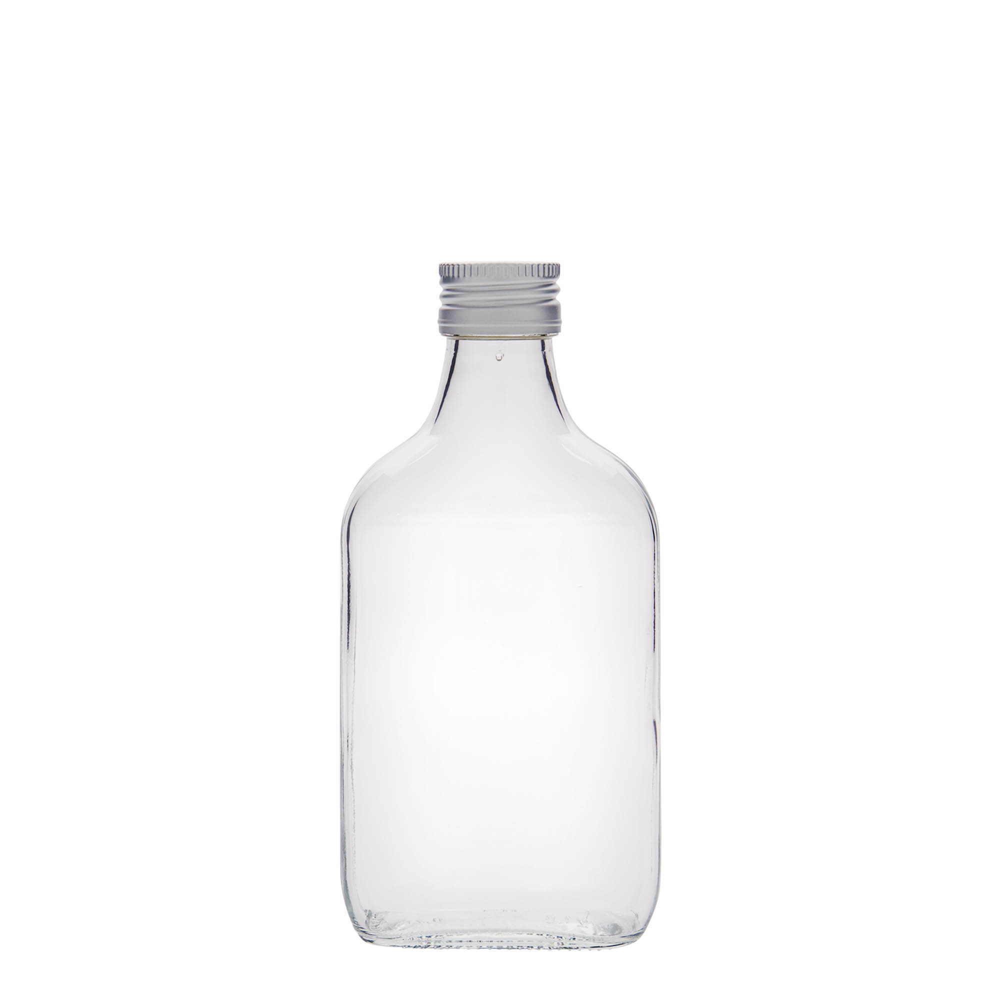 200 ml kapesní lahvička, obdélníková, sklo, hrdlo: PP 28