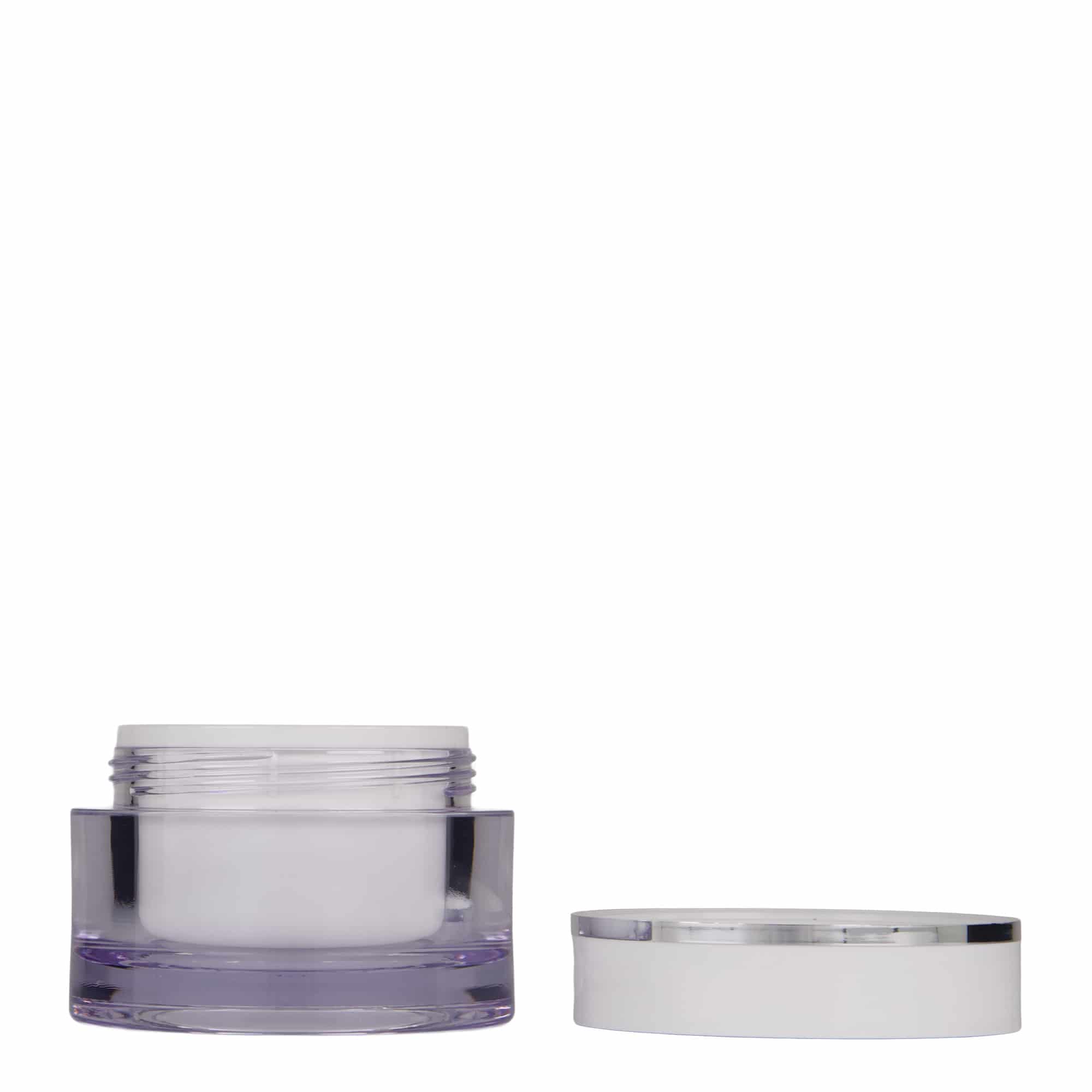 50 ml kelímek, SAN-plast, bílý, hrdlo: závitové uzávěr