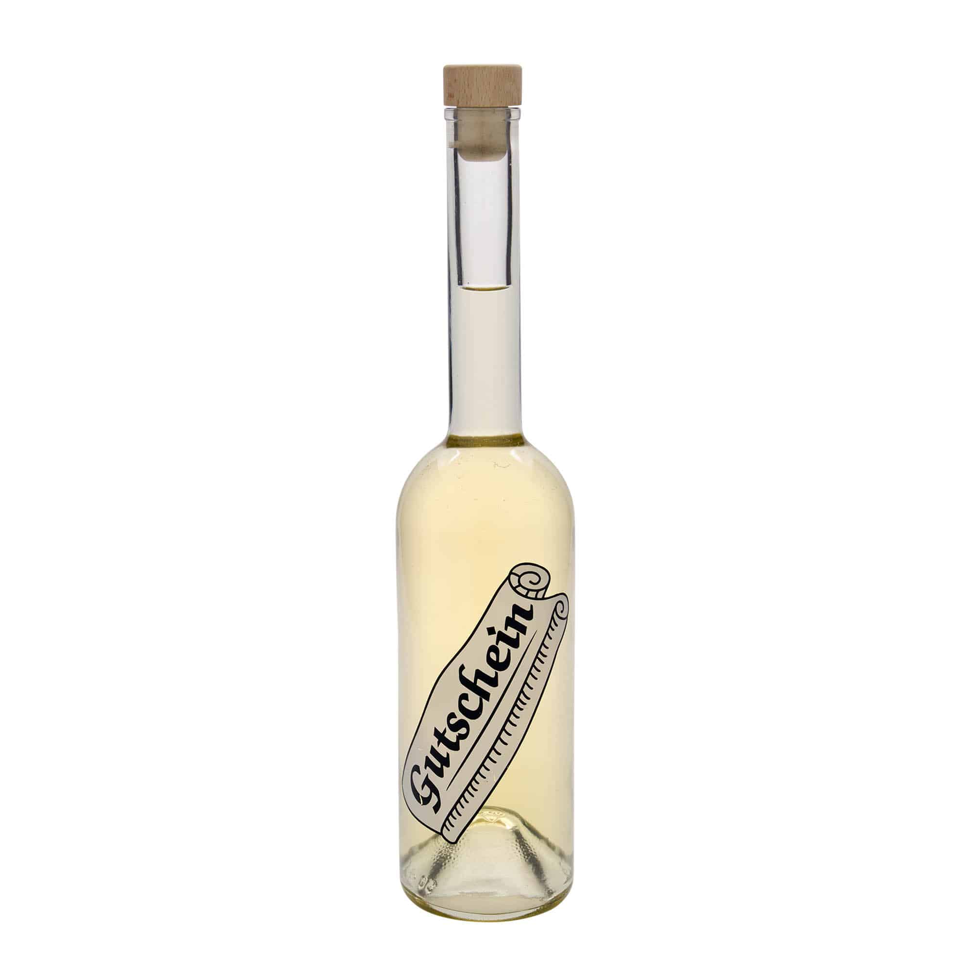 Skleněná lahev 500 ml 'Opera', motiv: Poukázka, uzávěr: korek