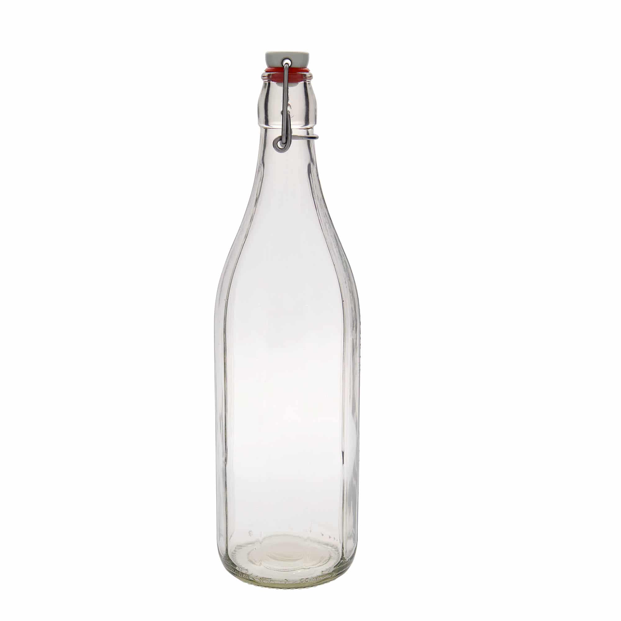Skleněná lahev 1000 ml 'Bravo', desetiúhelníková, uzávěr: třmenový uzávěr Skleněná lahev 1000 ml 'Bravo', desetiúhelníková, uzávěr: třmenový uzávěr