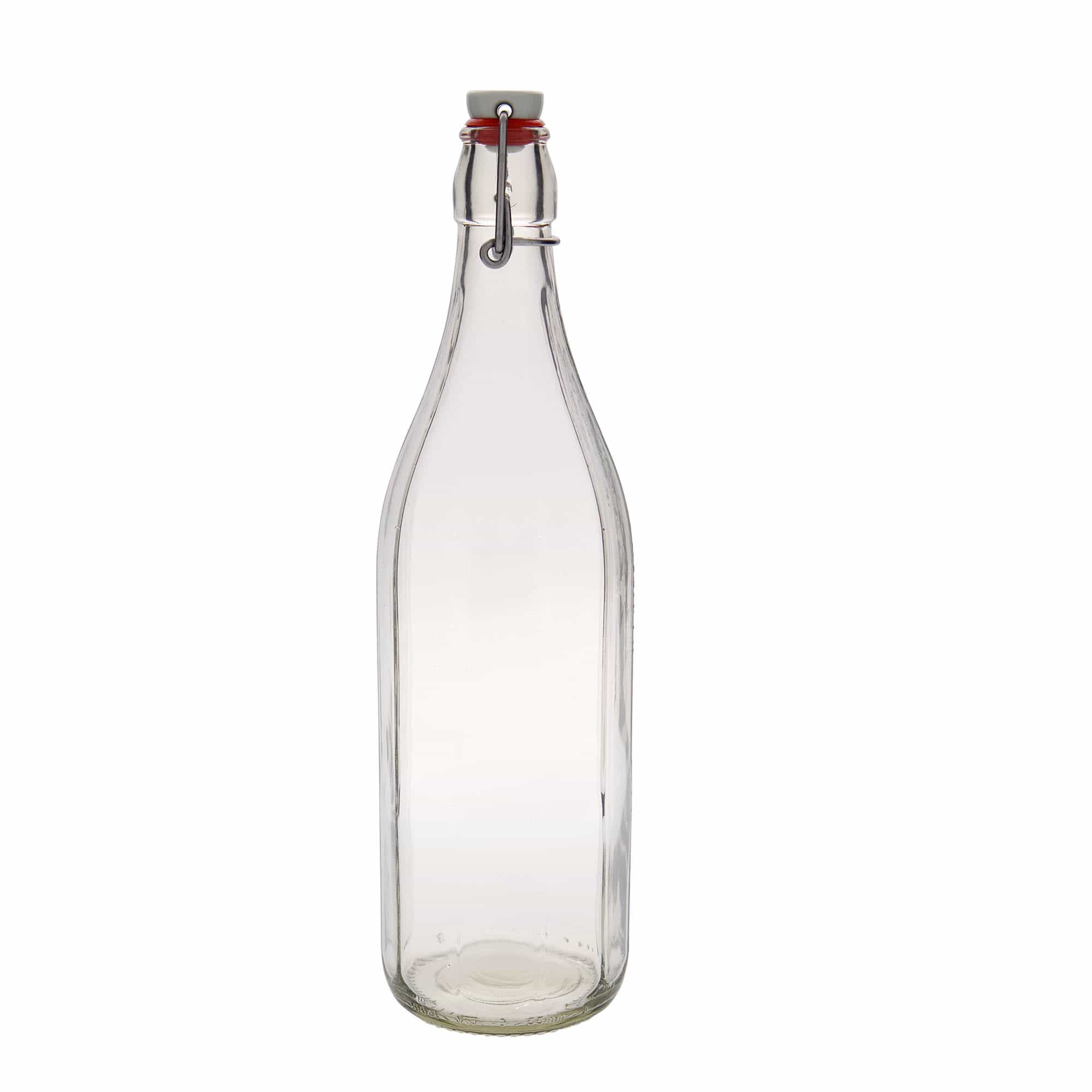 1.000 ml skleněná láhev „Bravo“, desetiboká, hrdlo: uzávěr s pákou