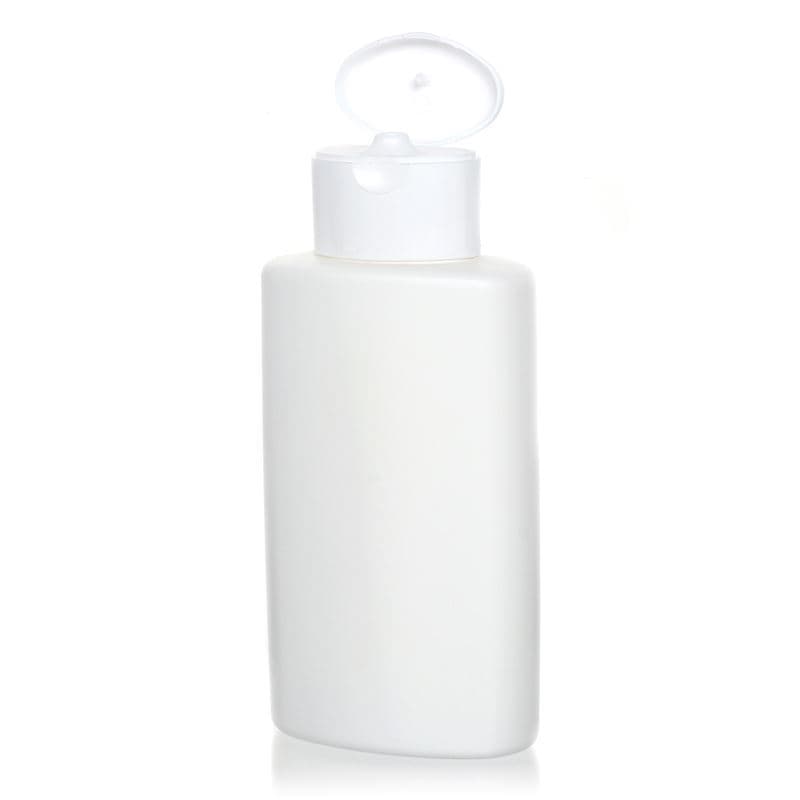 Plastová lahev 250 ml 'Indy', oválná, HDPE, bílá, uzávěr: šroubovací uzávěr