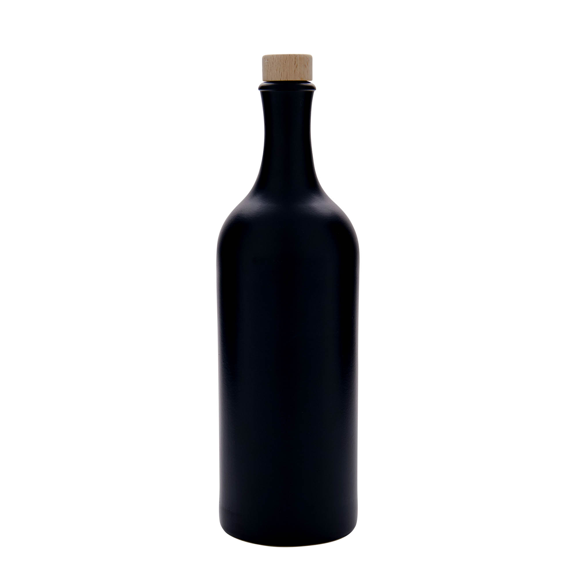 750 ml keramický džbán s dlouhým hrdlem, kamenina, černý, hrdlo: korek