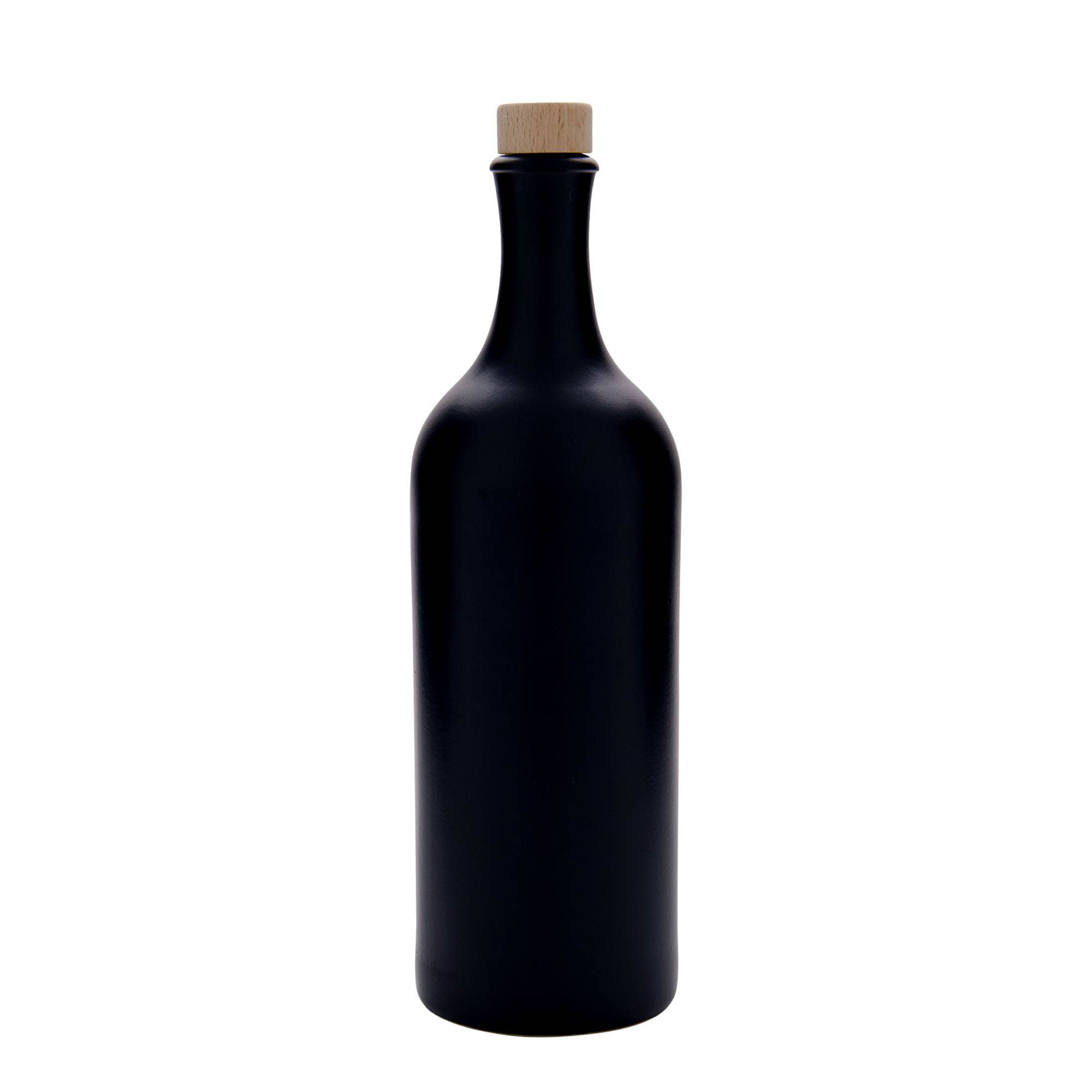 750 ml keramický džbán s dlouhým hrdlem, kamenina, černý, hrdlo: korek