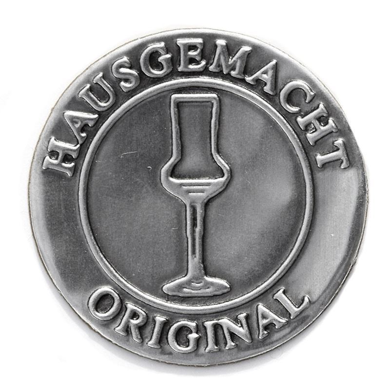 Cínový štítek 'Originální domácí', kulatý, kov, stříbrný