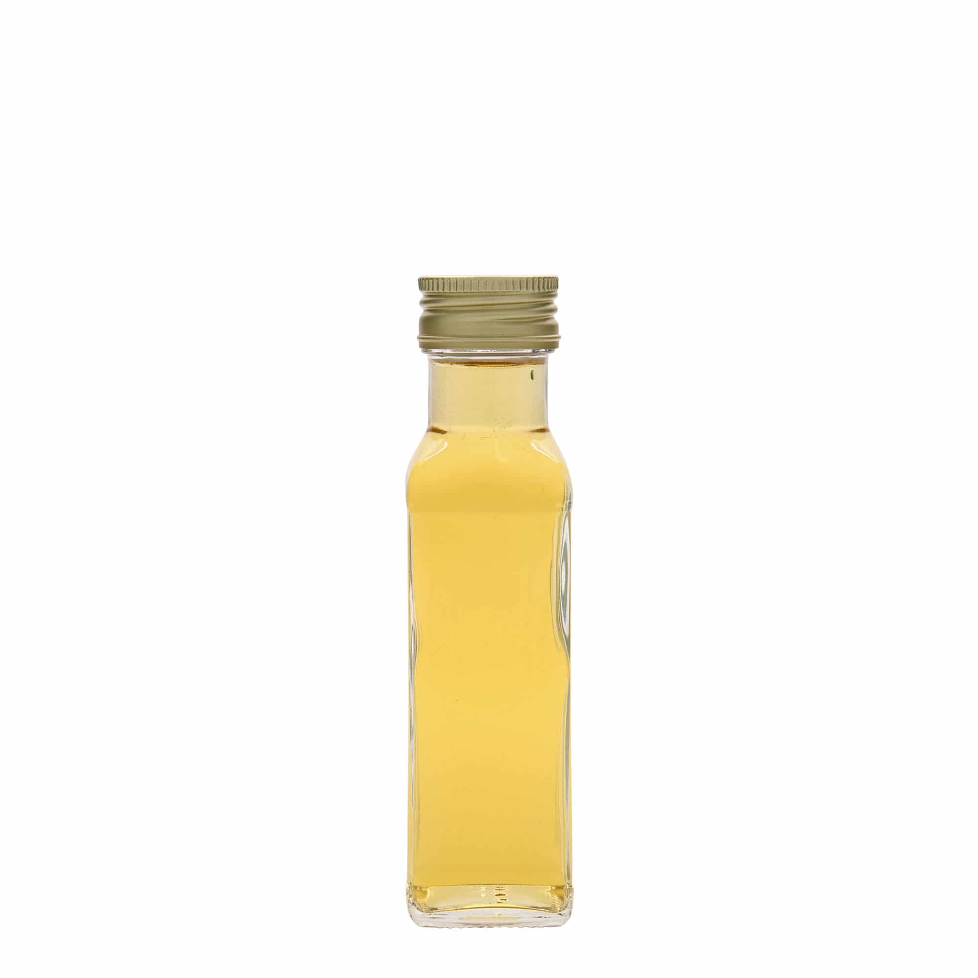 100 ml skleněná lahvička 'Marasca', čtvercová, hrdlo: PP 31,5