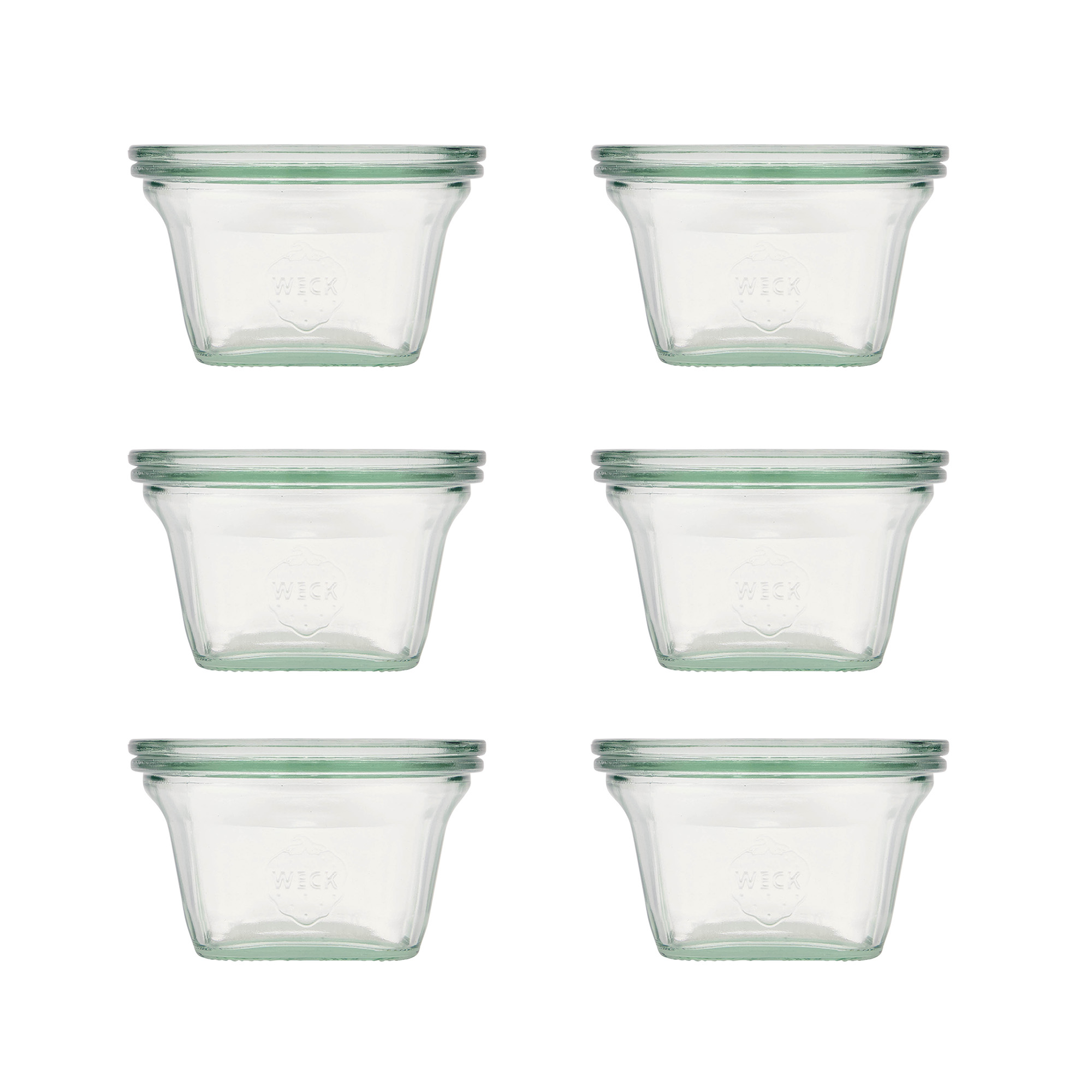 6x 290 ml WECK Quadro sklenice se skleněným víčkem RR 100