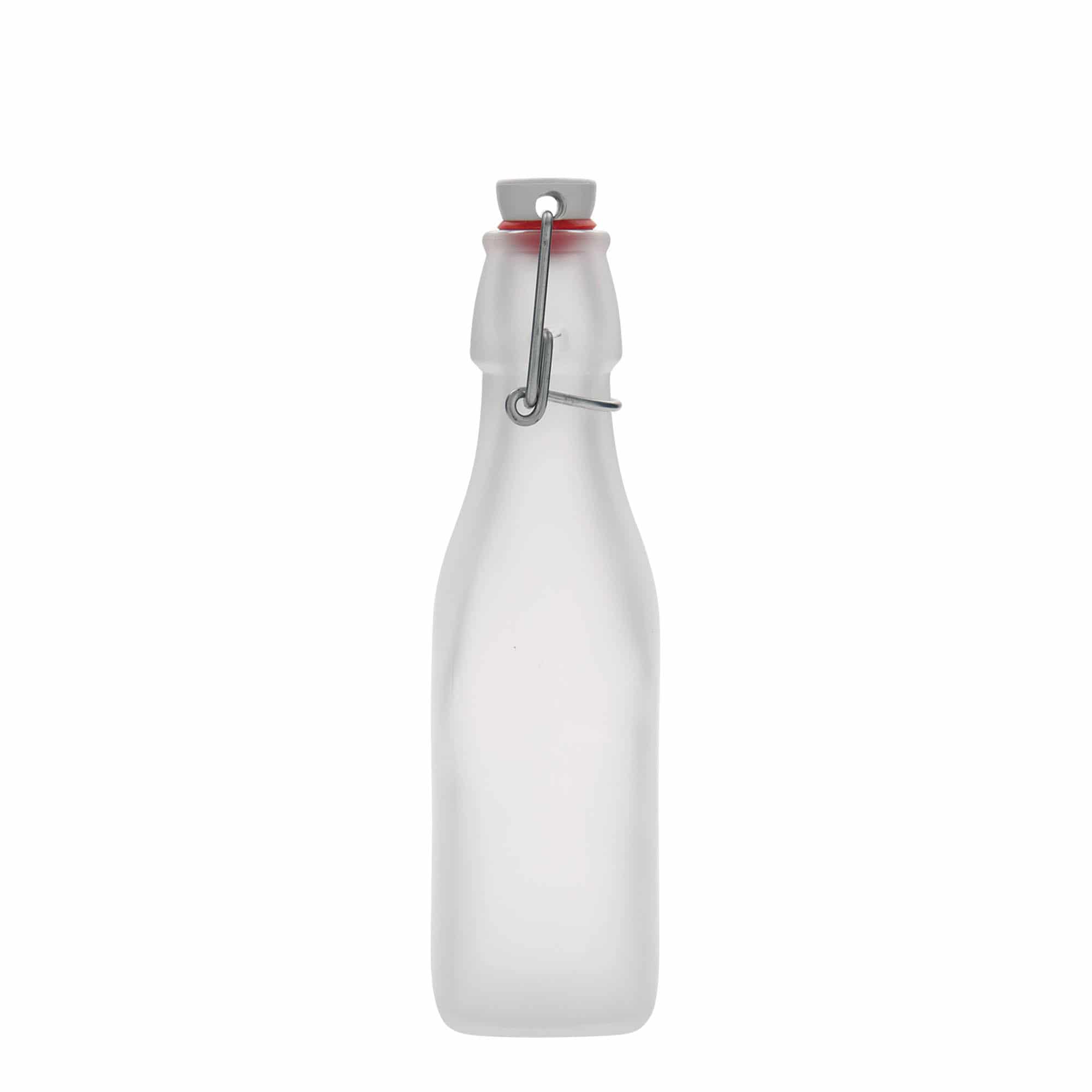 Skleněná lahev 250 ml , 'Swing', čtvercová, bílá, uzávěr: třmenový uzávěr Skleněná lahev 250 ml , 'Swing', čtvercová, bílá, uzávěr: třmenový uzávěr