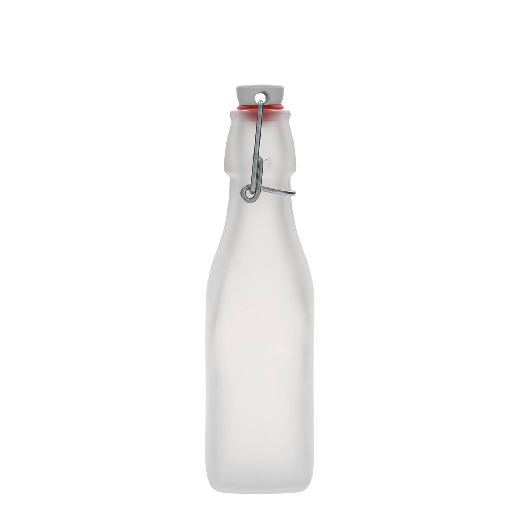 250 ml skleněná láhev 'Swing, čtvercová, bílá, hrdlo: závěsný uzávěr' 250 ml skleněná láhev 'Swing, čtvercová, bílá, hrdlo: závěsný uzávěr'
