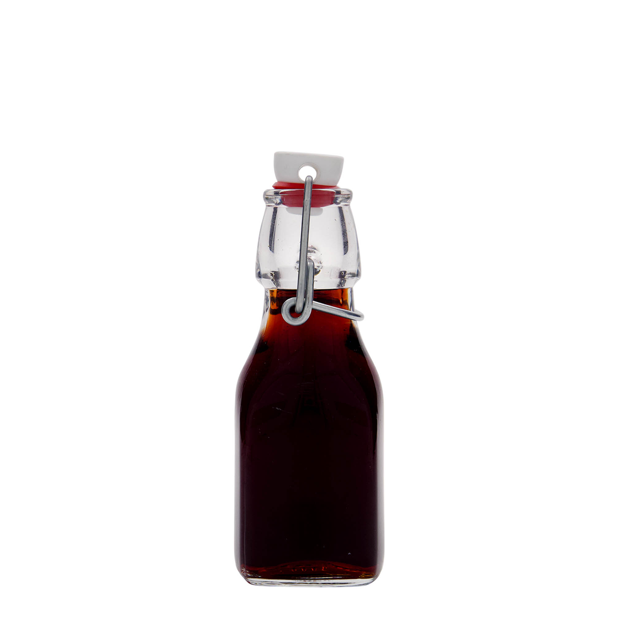 125 ml skleněná láhev 'Swing', čtvercová, hrdlo: uzávěr s pákou