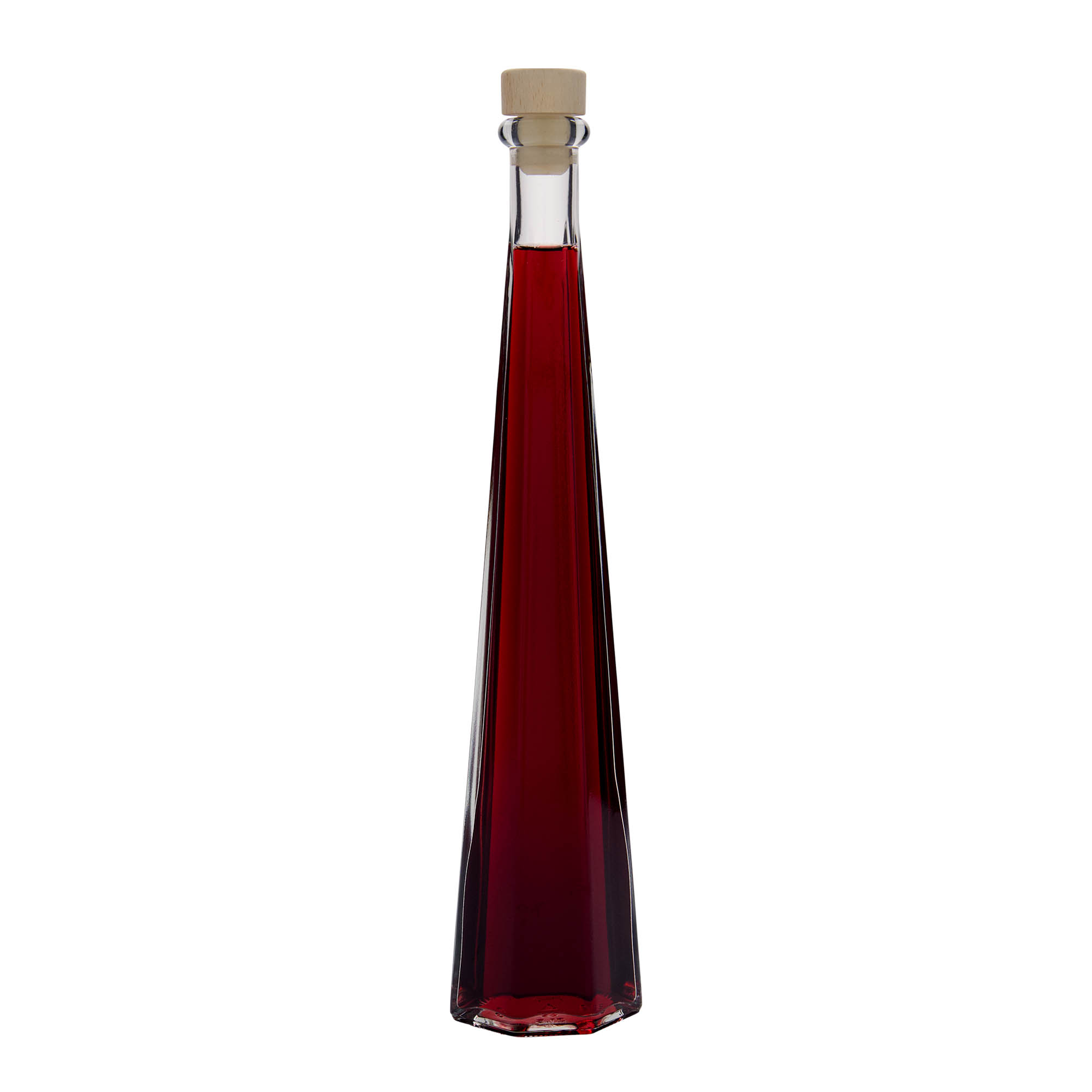 200 ml skleněná láhev 'Dama Sexta', šestihranná, hrdlo: korek