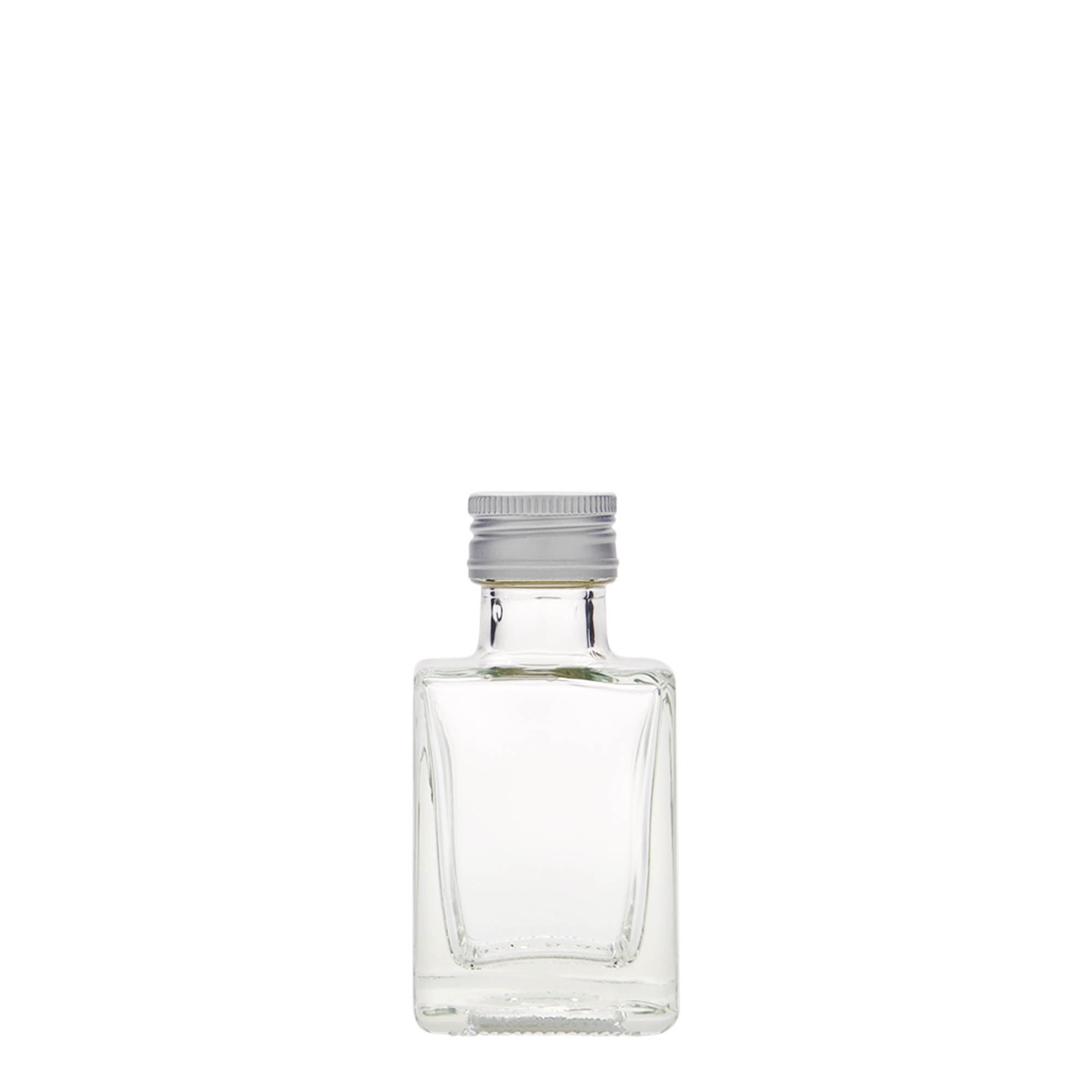 50 ml skleněná lahvička 'Cube', čtvercová, hrdlo: PP 24