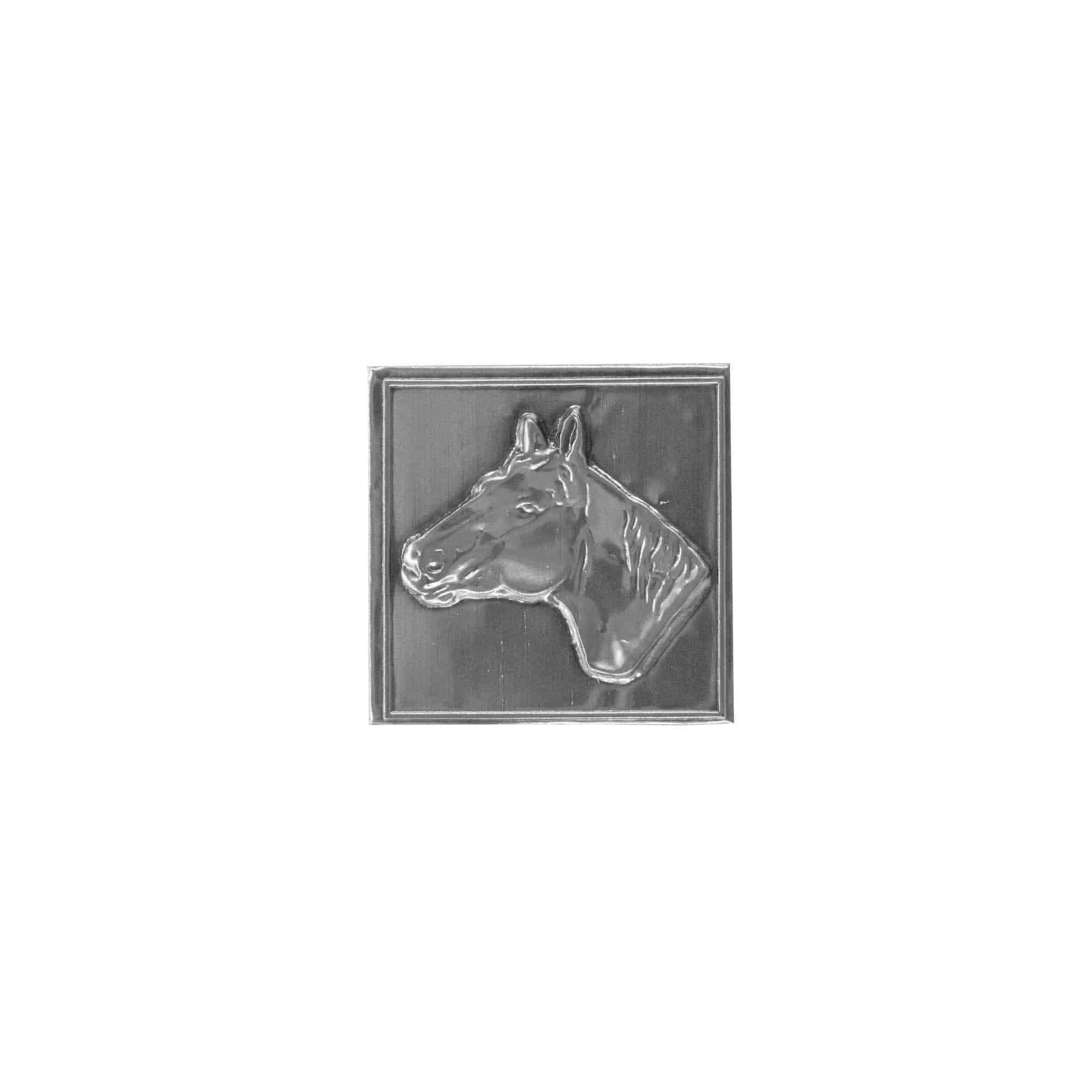 Cínový štítek 'Kůň', čtvercový, kov, stříbrný