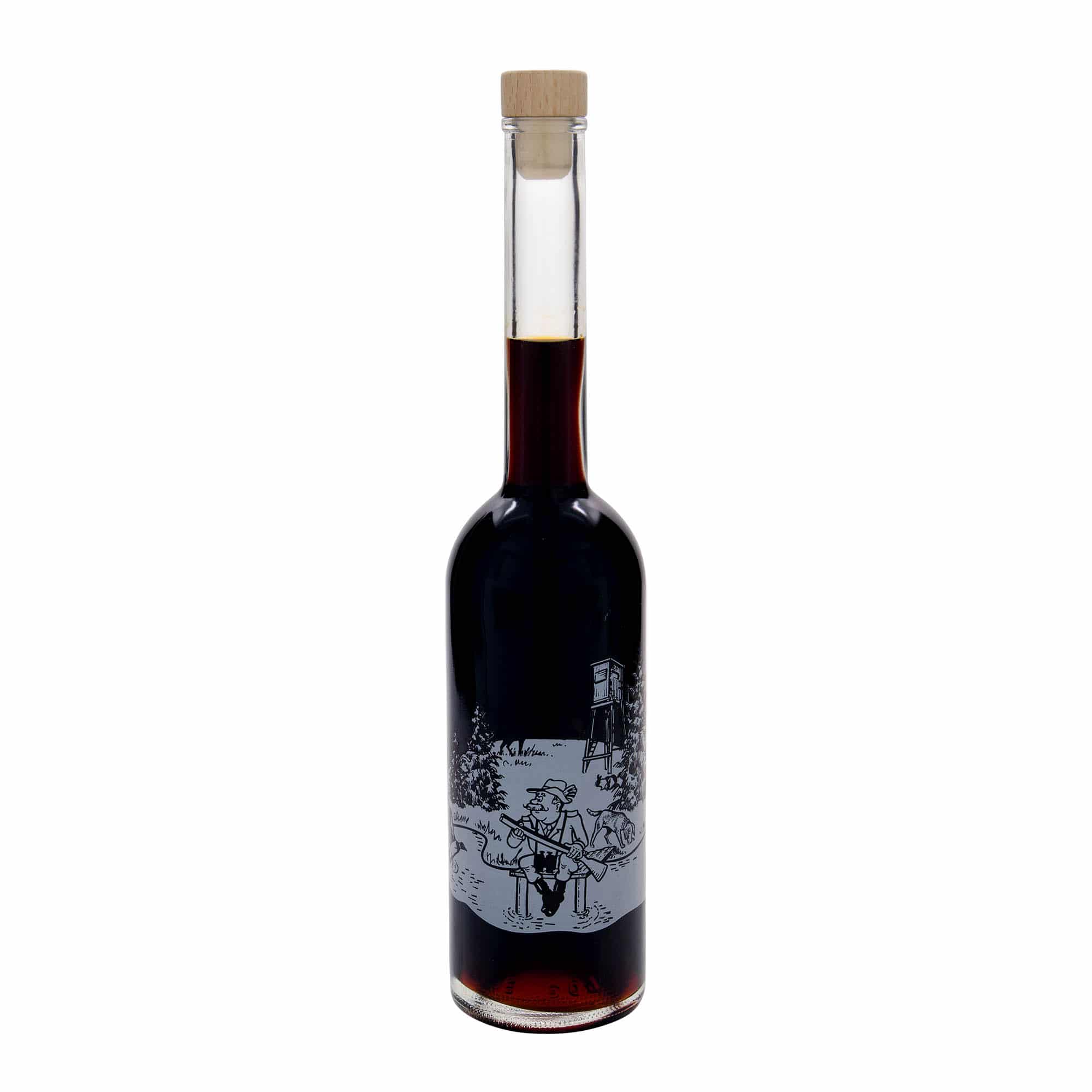 Skleněná lahev 500 ml 'Opera', motiv: Myslivec, uzávěr: korek
